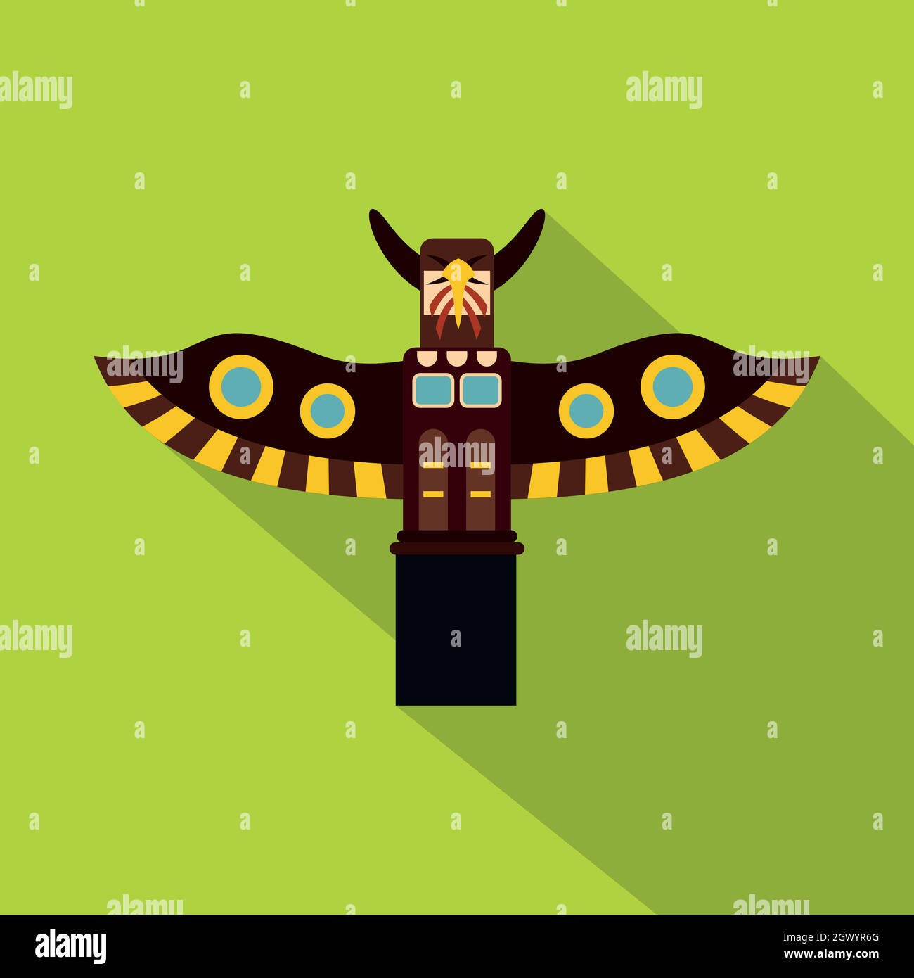 Indian totem pole in Stanley park, Canada icon Stock Vector