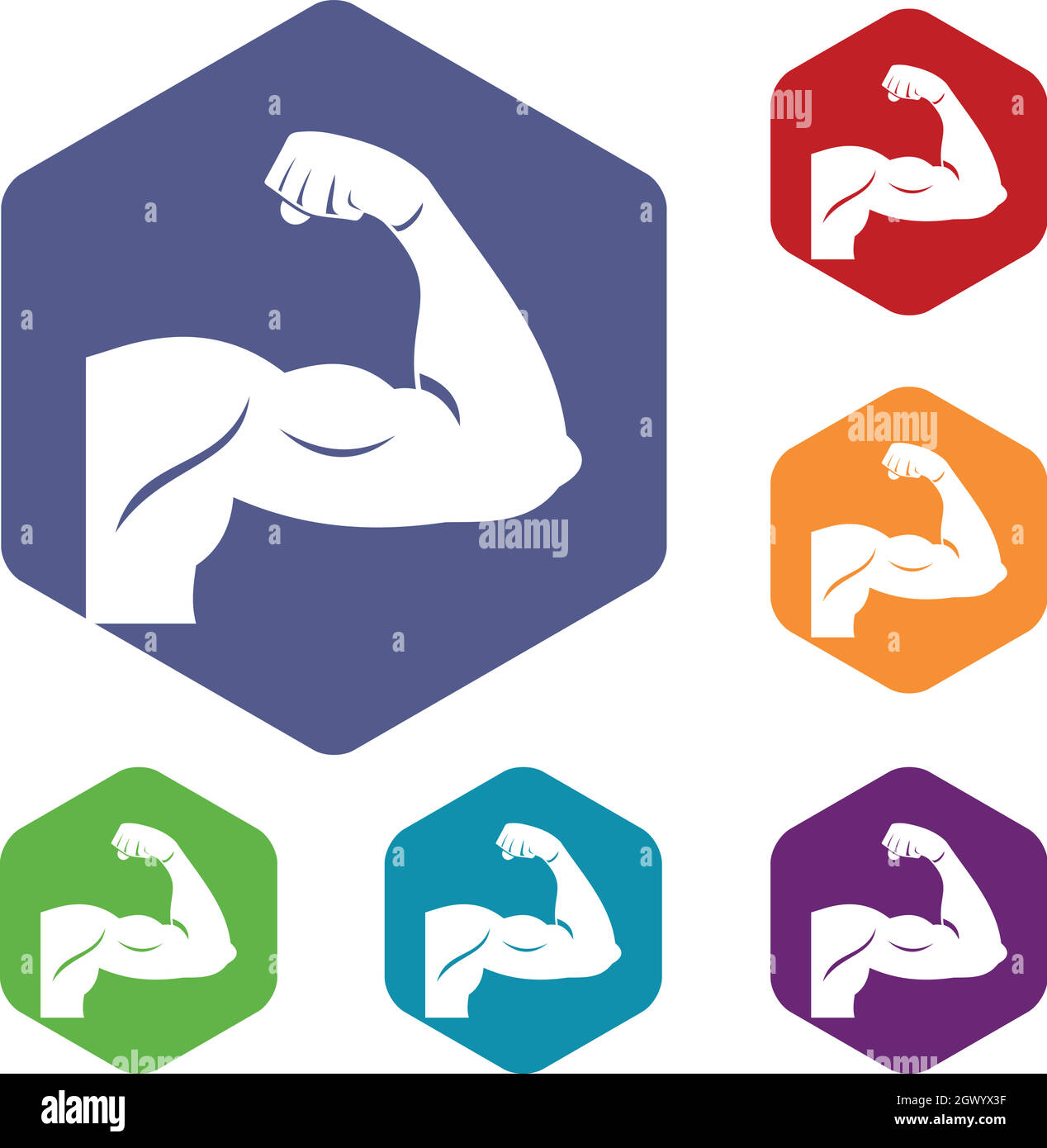Biceps icons set Stock Vector