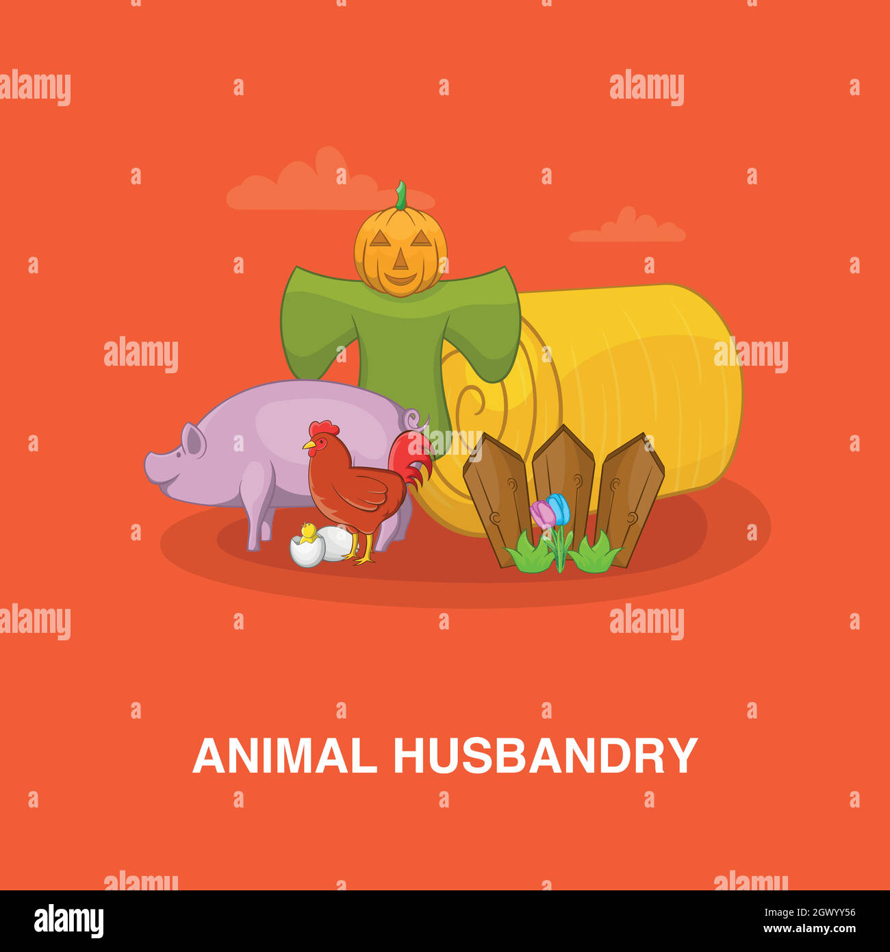Animal husbandry concept, cartoon style Stock Vector