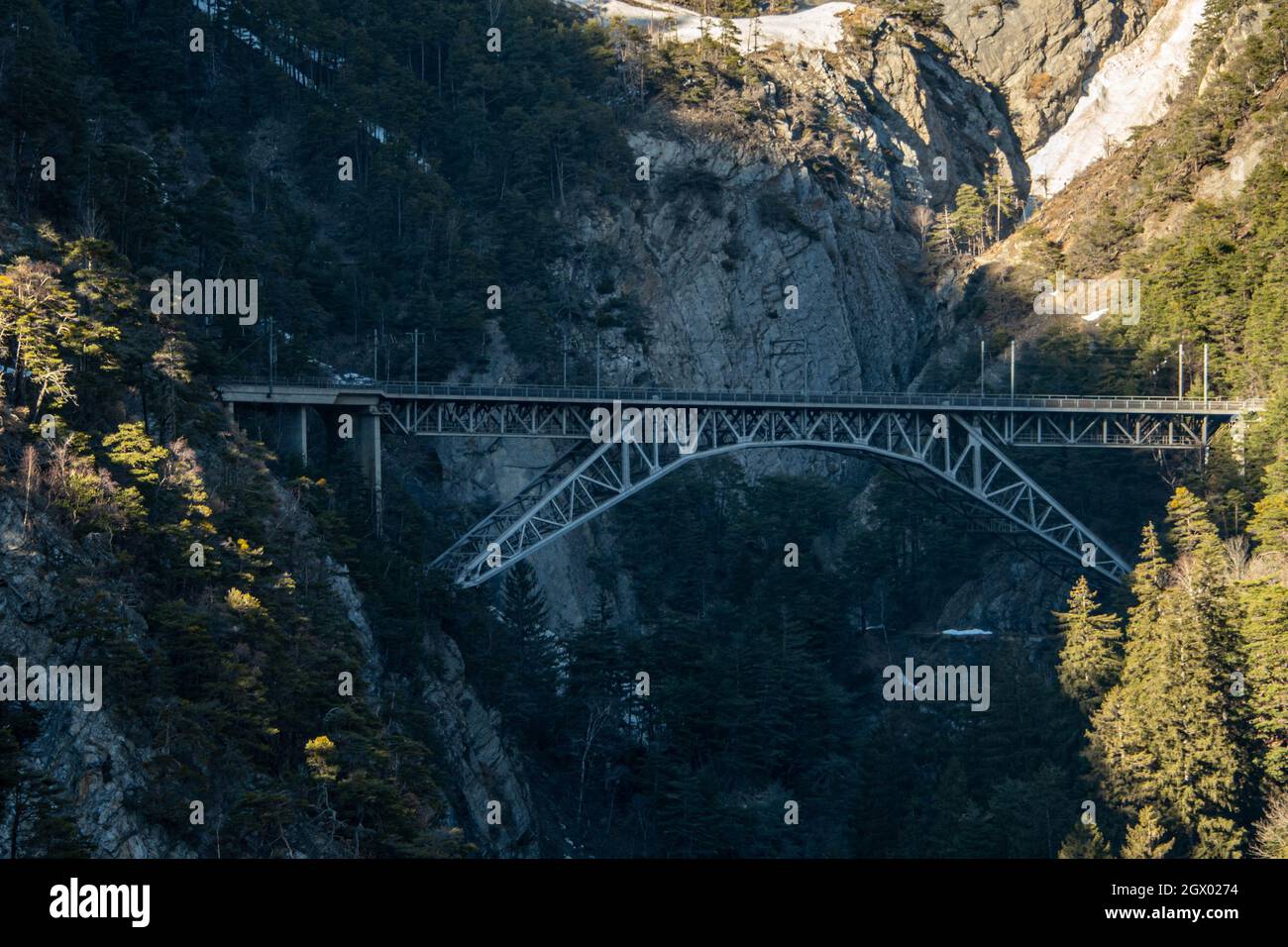 Railway Brige, Bietschbrücke, Switzerland Stock Photo