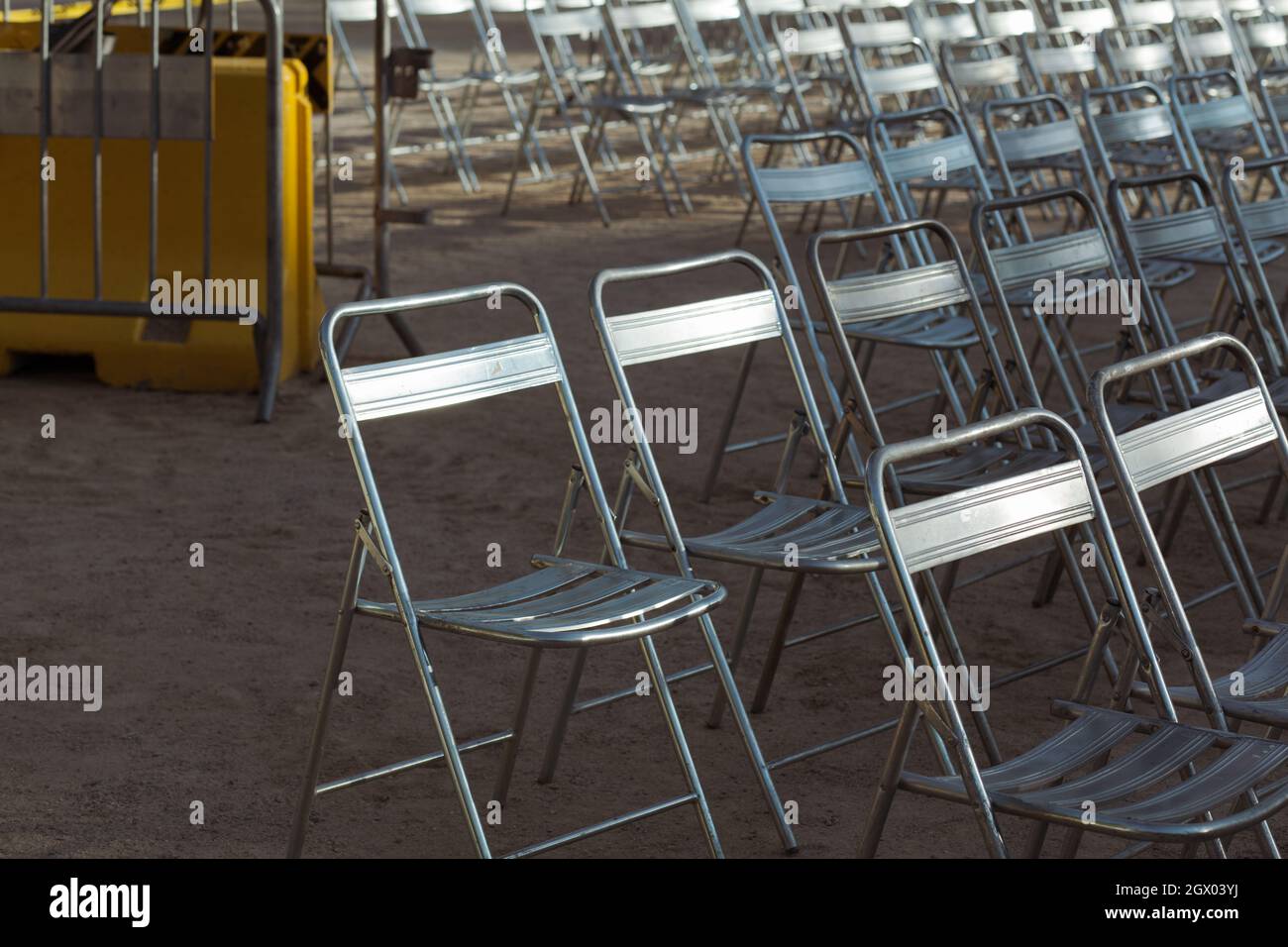 Row of foldable tables and chairs hi-res stock photography and images ...