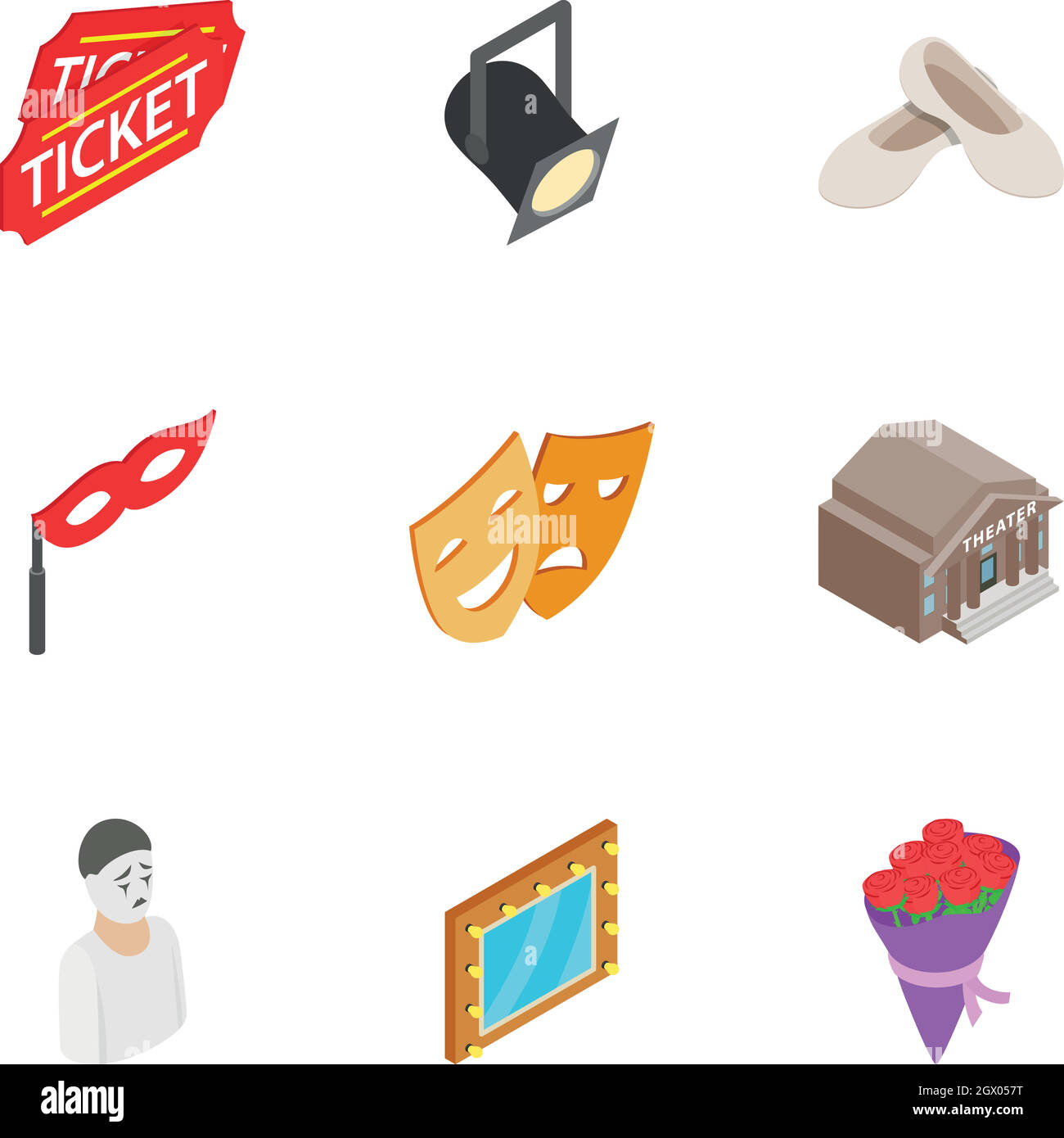 Entertainment icons set, isometric 3d style Stock Vector