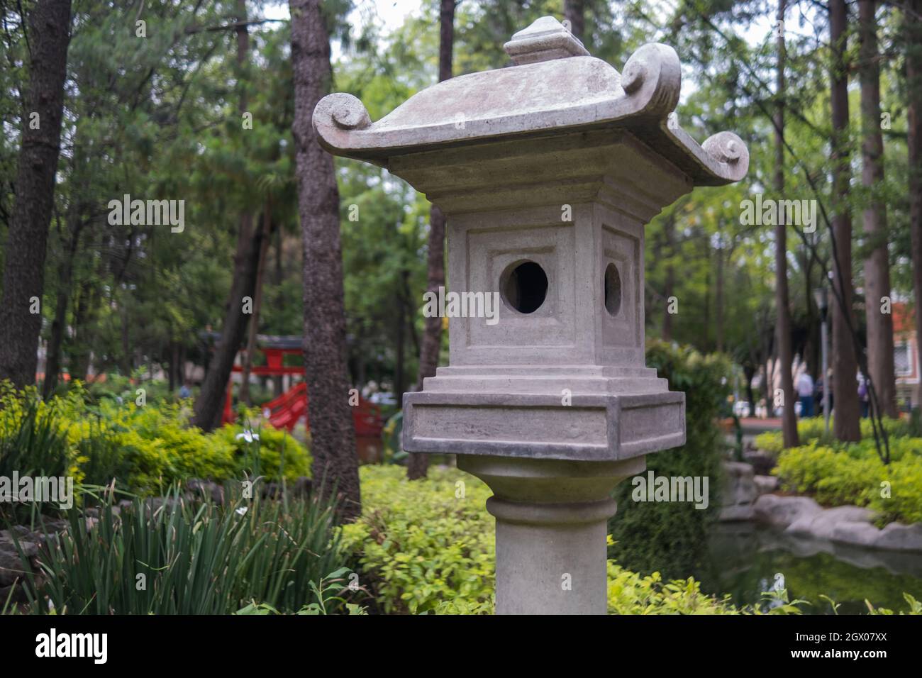 Traditional Japanese stone sculpture in Masayoshi Ohira Park Stock Photo Alamy