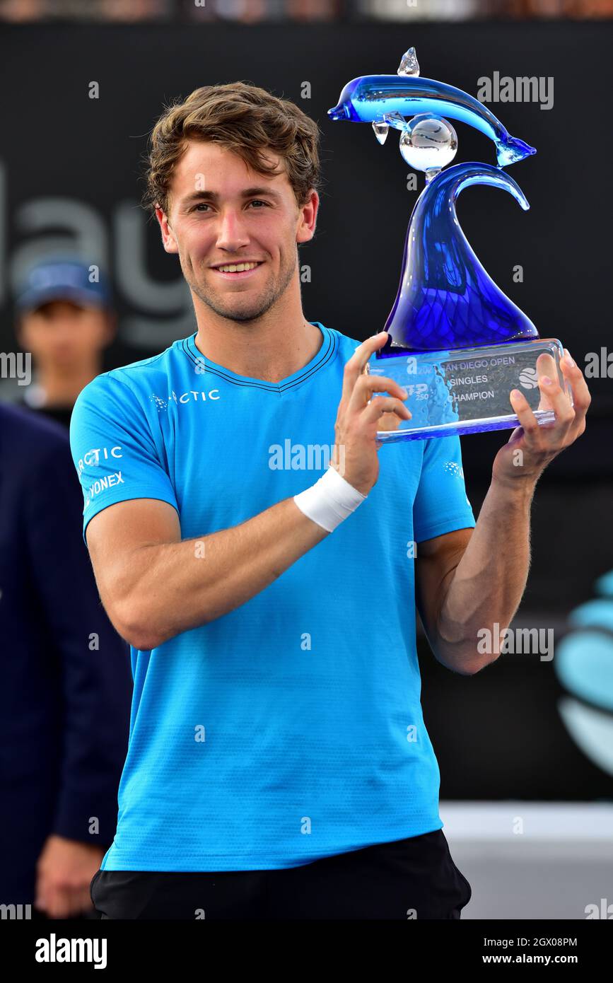 San Diego, California, USA, 3 October 2021, Casper Ruud Wins San Diego ATP Mens Tennis Open, Credit; Travis VanDenBerg/Alamy Stock Photo
