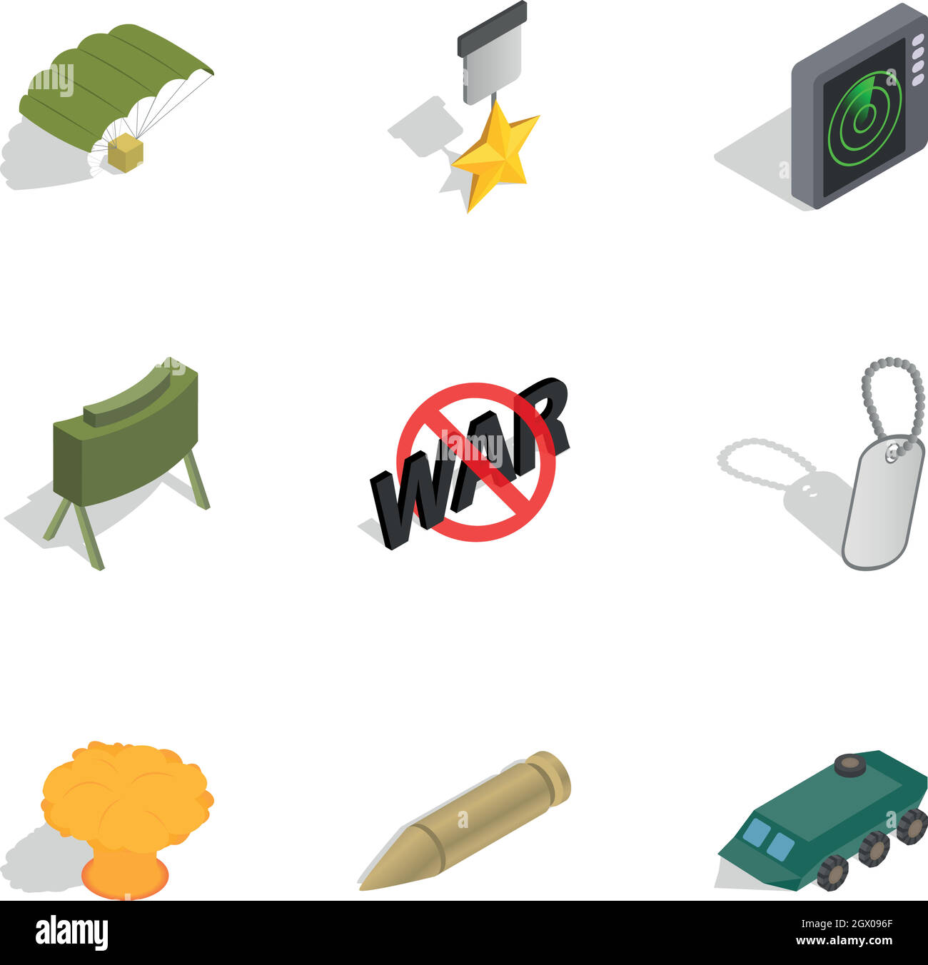 Army weapon icons set, isometric 3d style Stock Vector