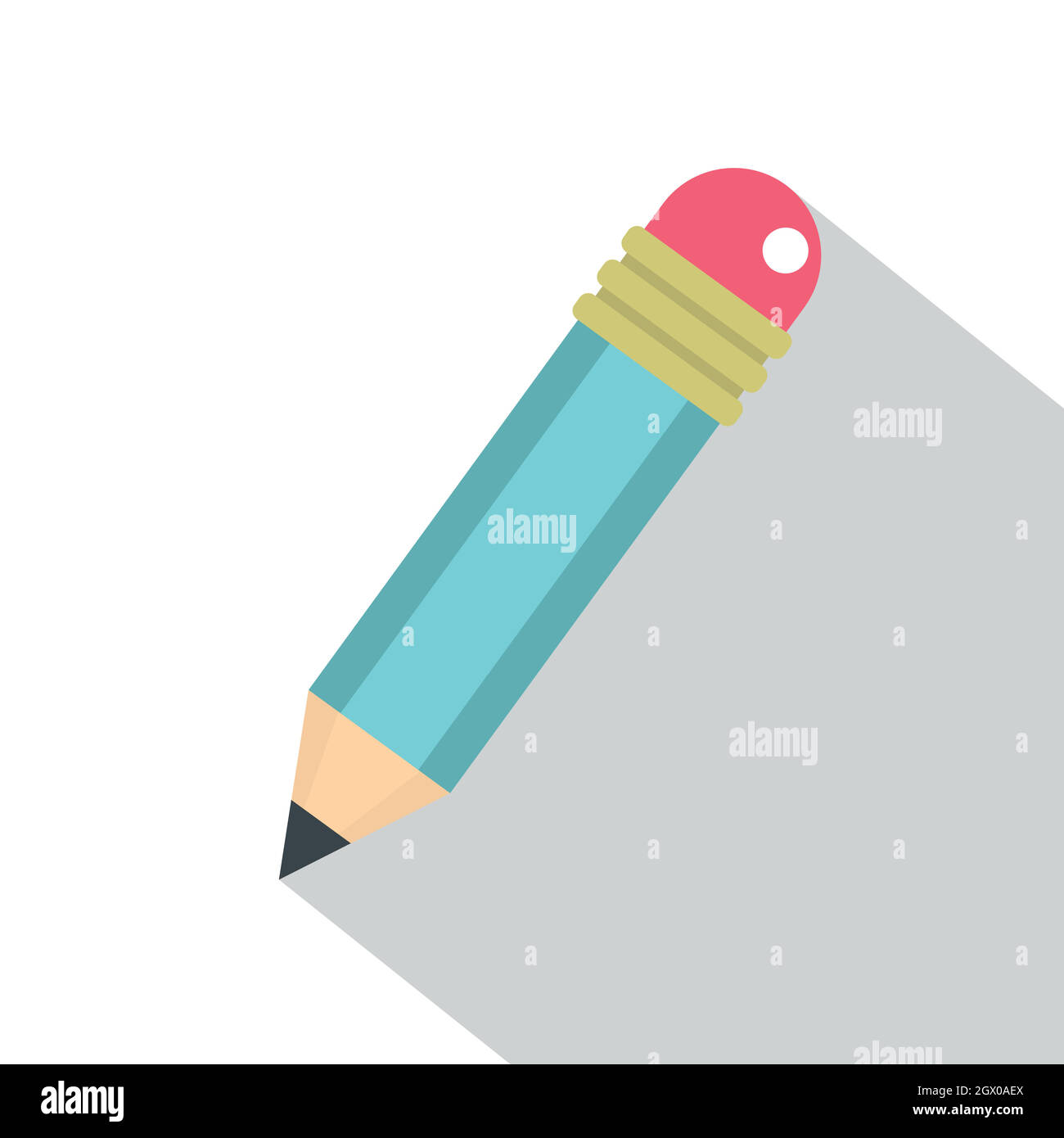 Blue sharpened pencil with eraser icon, flat style Stock Vector