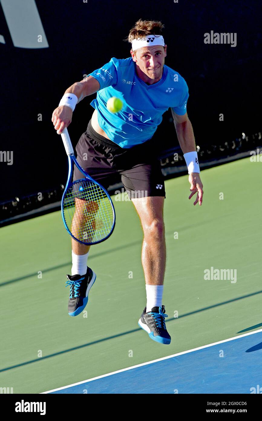 San Diego, California, USA, 3 October 2021, Casper Ruud Wins San Diego ATP 250 Mens Tennis Open, Credit; Travis VanDenBerg/Alamy Stock Photo