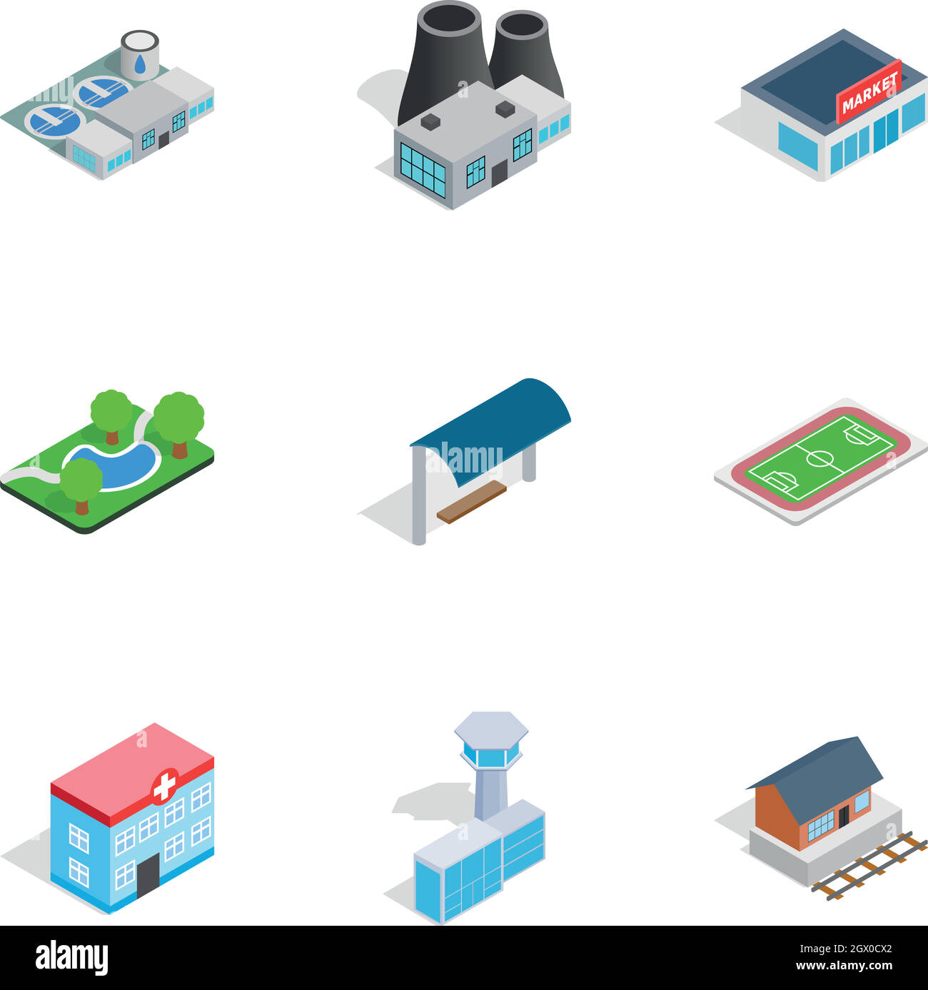 Cityscape icons, isometric 3d style Stock Vector