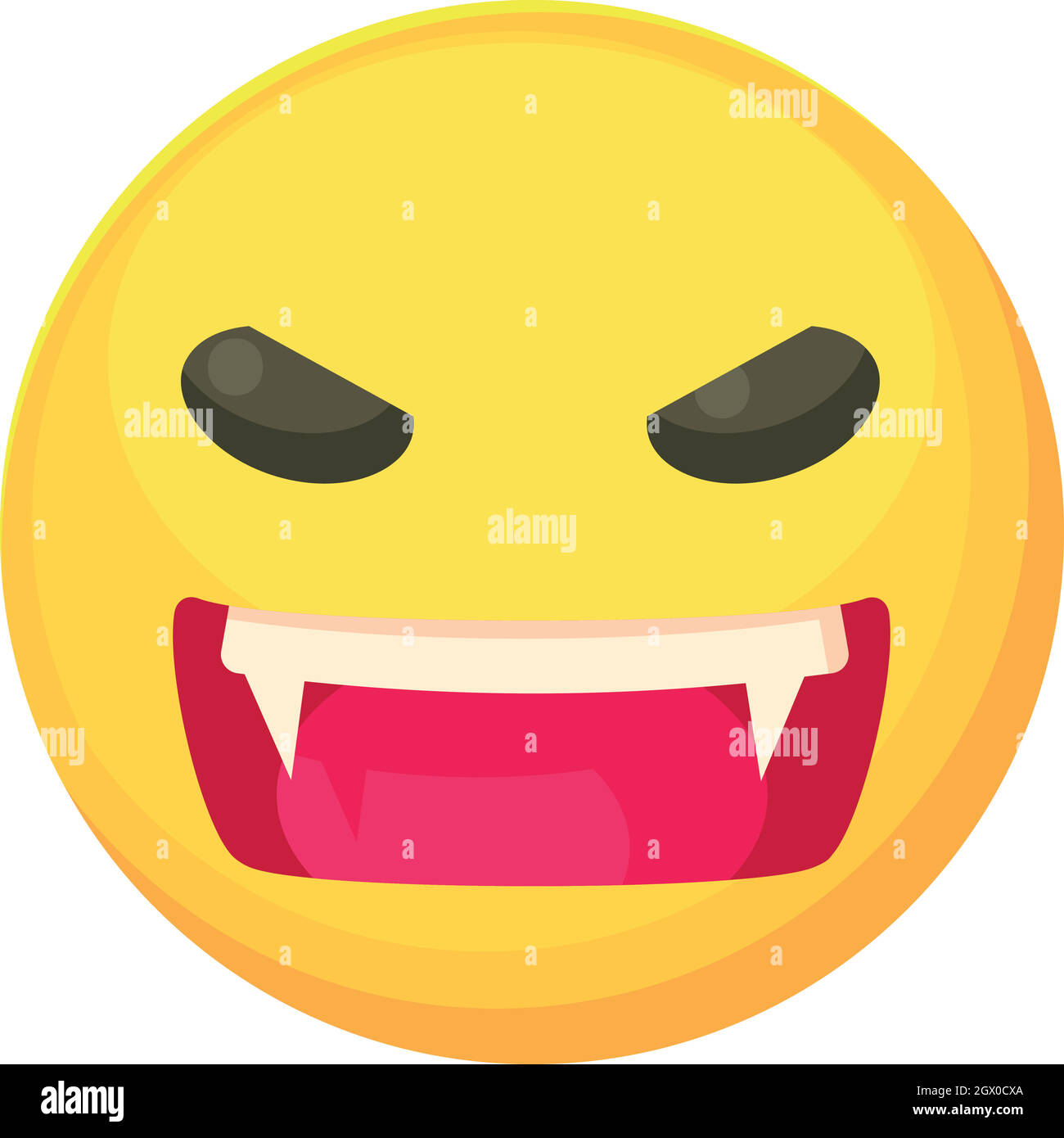 Angry smiley icon, cartoon style Stock Vector