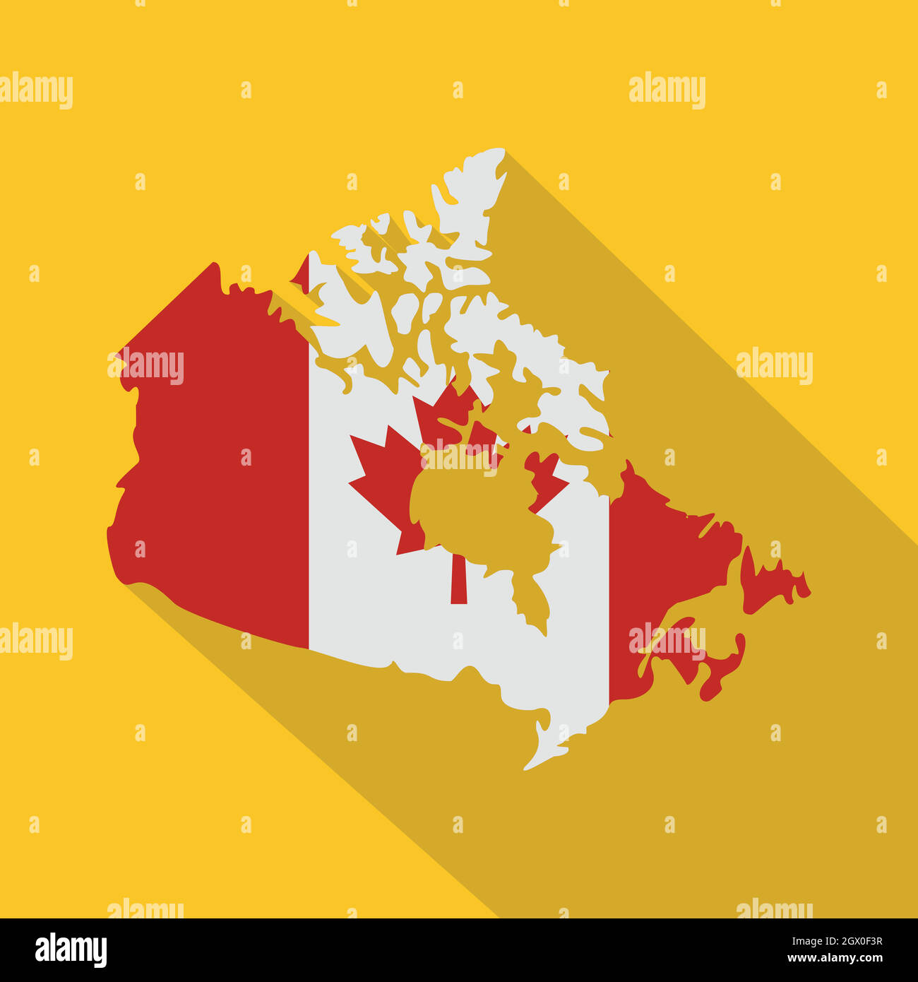 Map of Canada in national flag colors icon Stock Vector