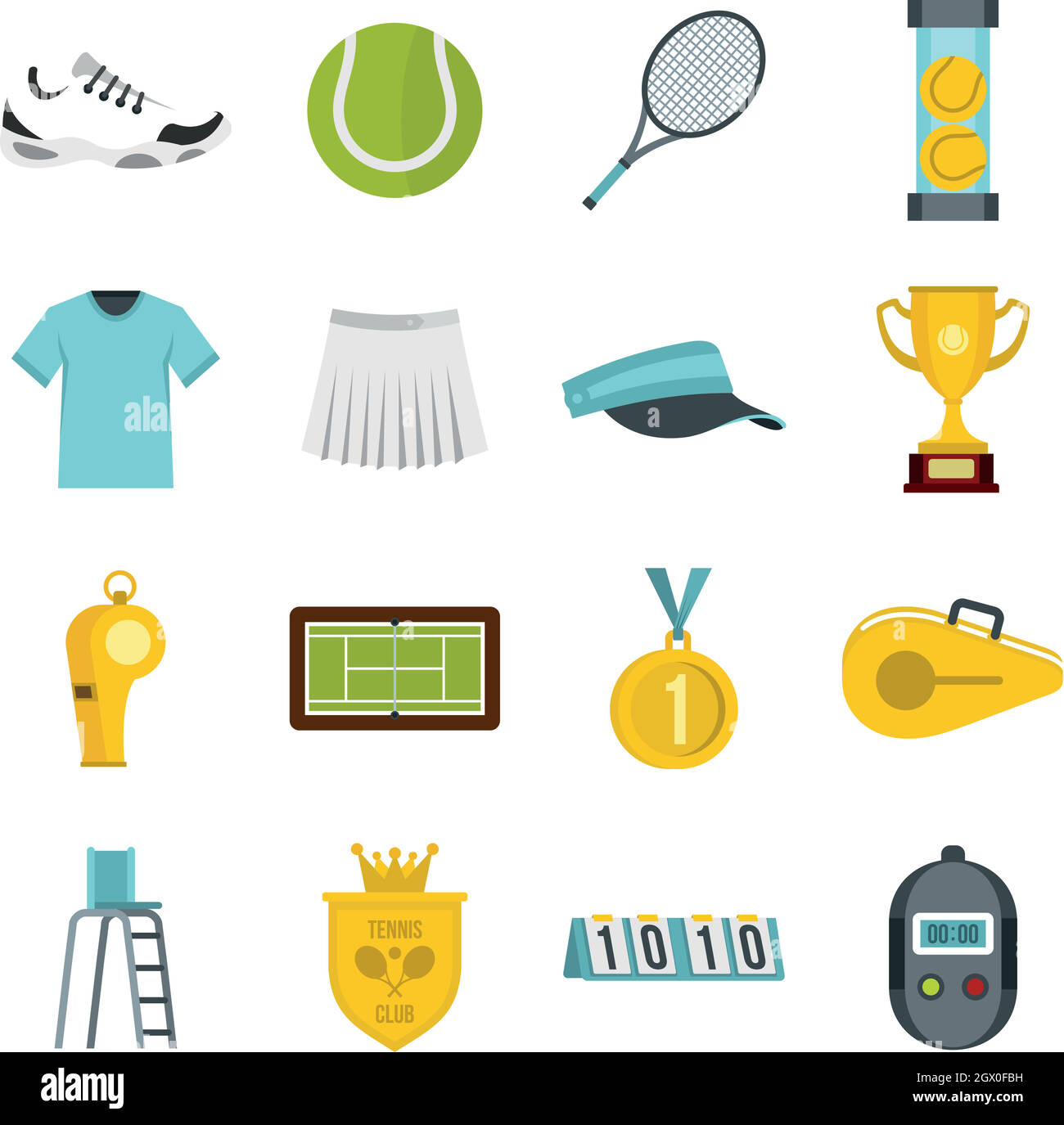 Tennis set flat icons Stock Vector Image & Art - Alamy