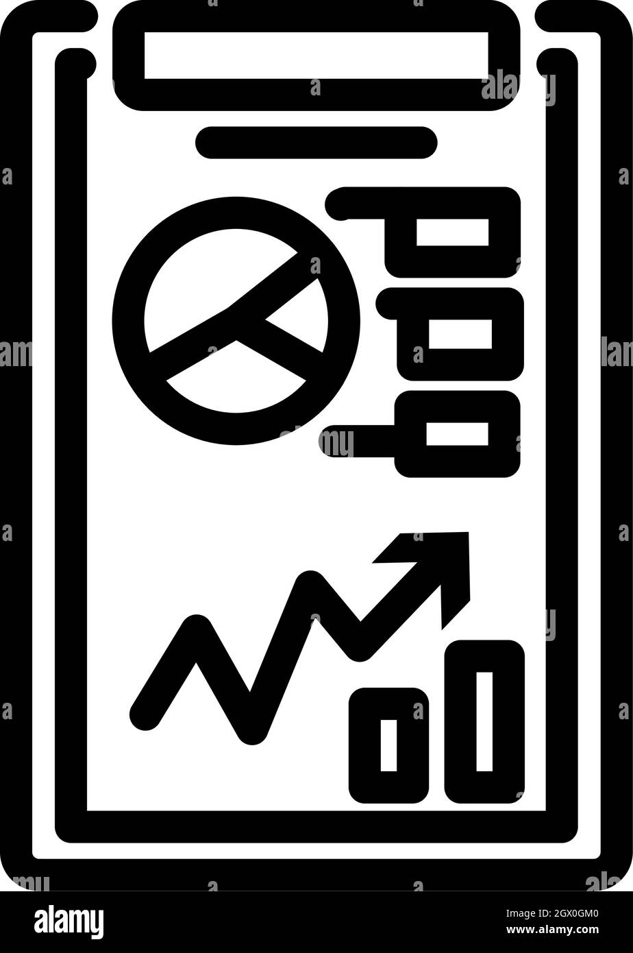 Writing Tablet With Analytics Chart Icon Stock Vector