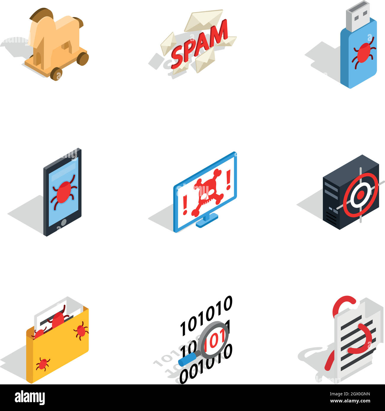 Protection and security icons, isometric 3d style Stock Vector