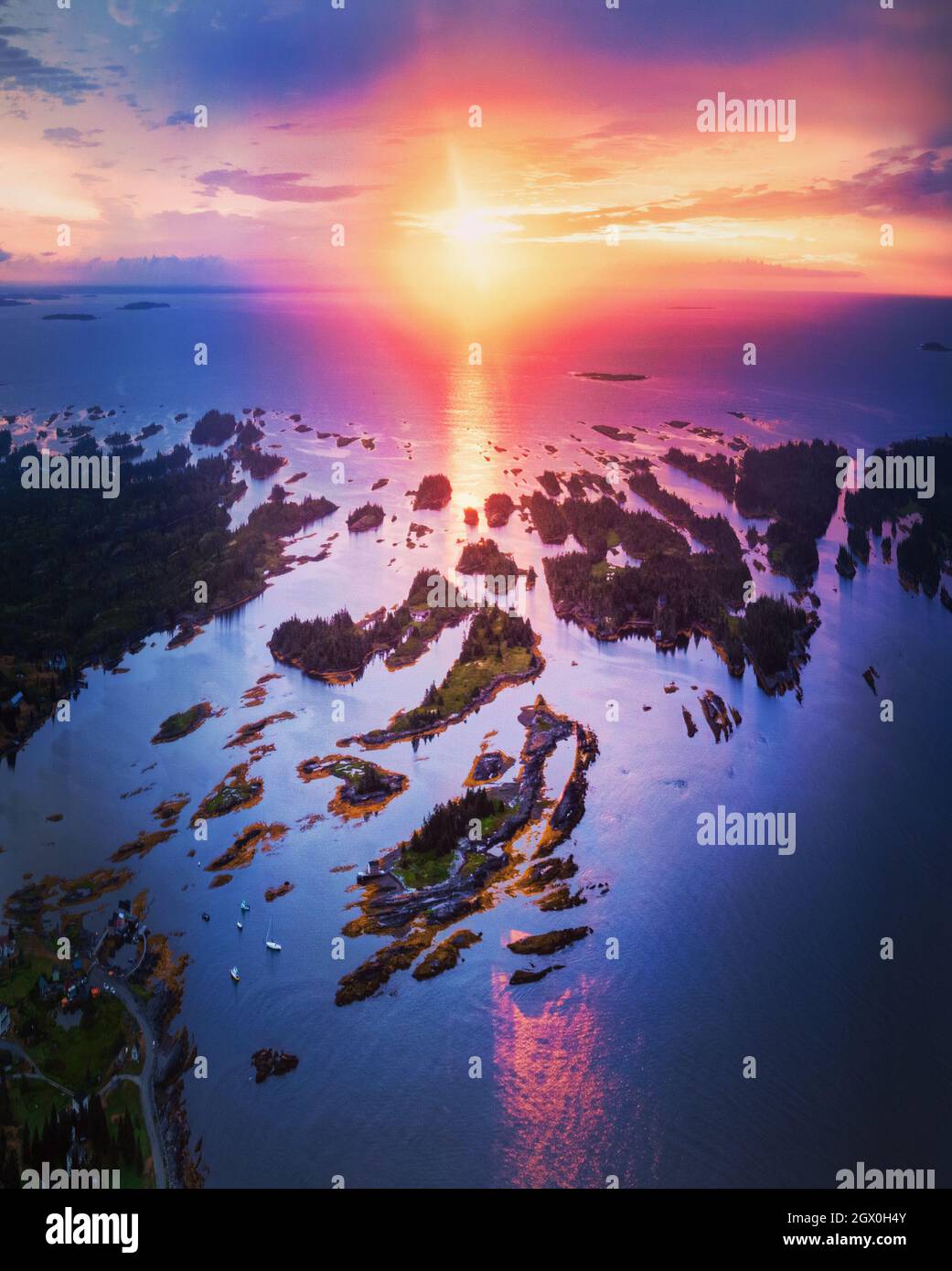 Islands In Nova Scotia At Sunset Stock Photo Alamy