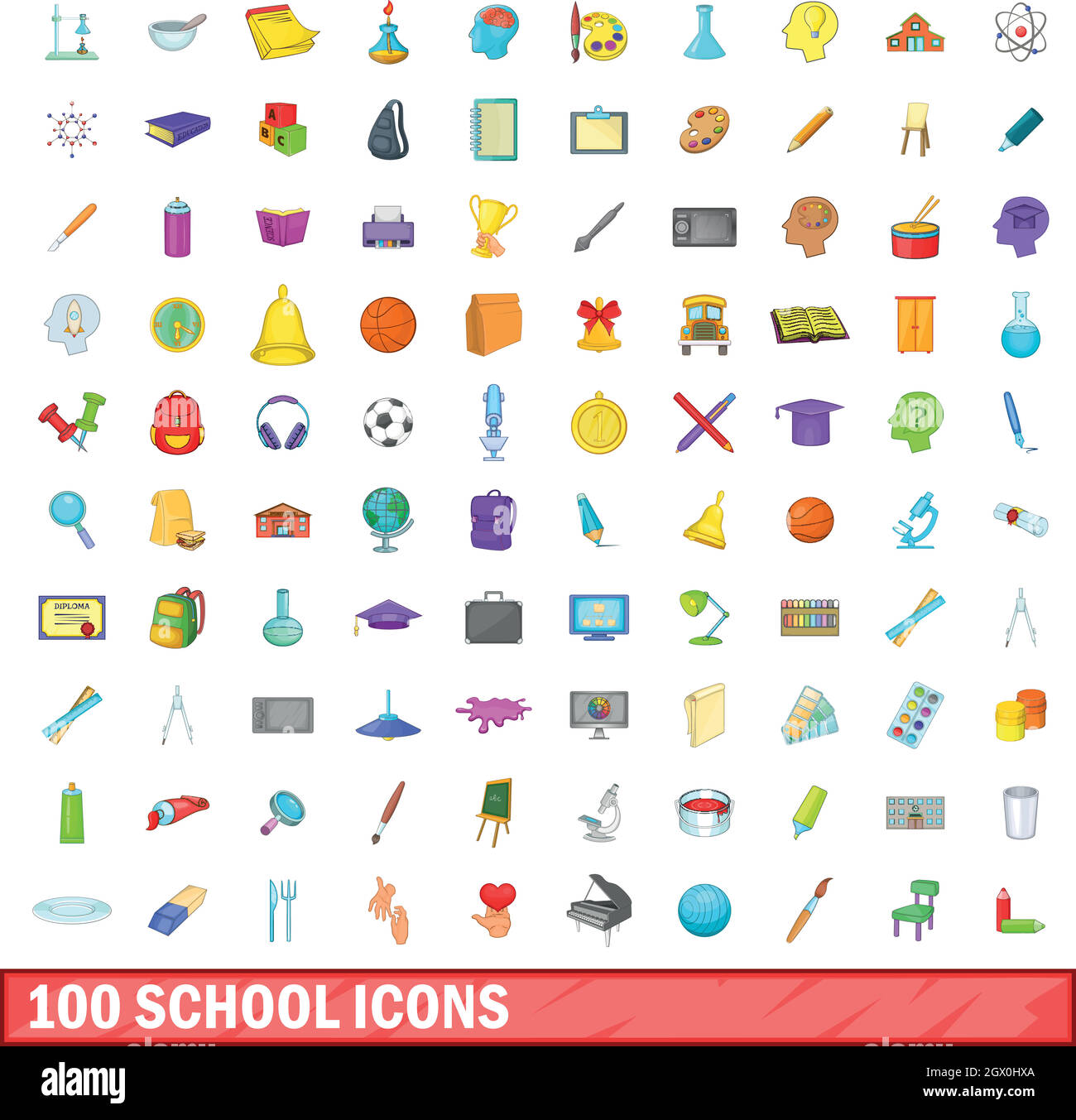 100 school icons set, cartoon style Stock Vector Image & Art - Alamy