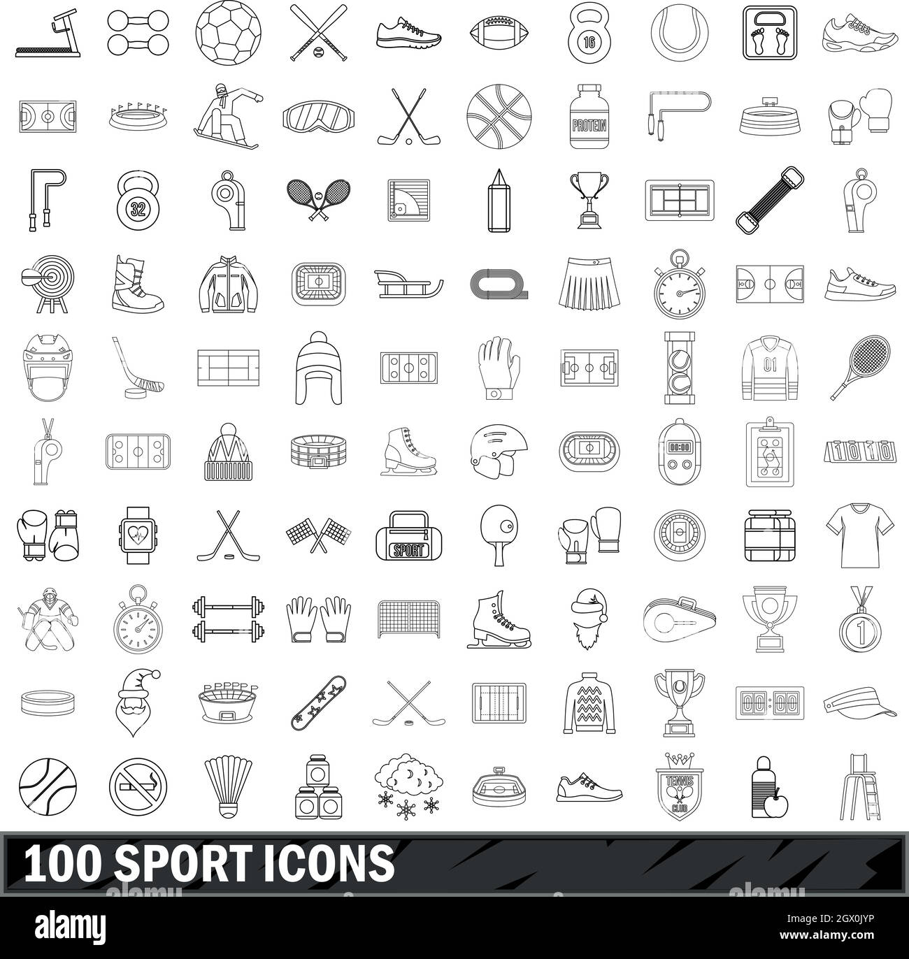 100 sport icons set, outline style Stock Vector Image & Art - Alamy