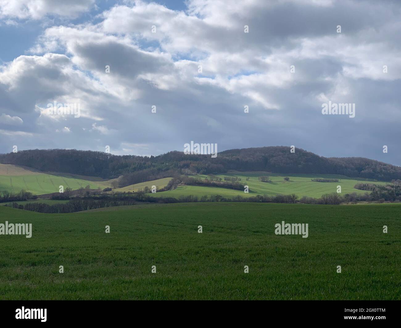 Scenic View Of Landscape Against Sky In Eichsfeld, Thuringia, Germany Stock Photo