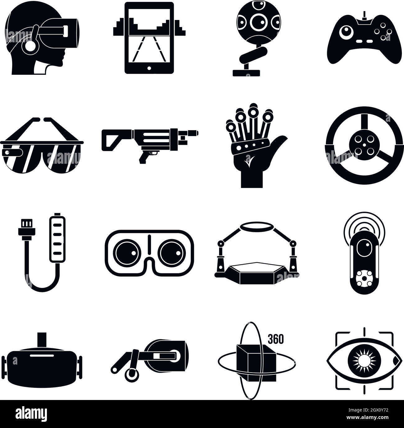 Virtual reality icons set, simple style Stock Vector