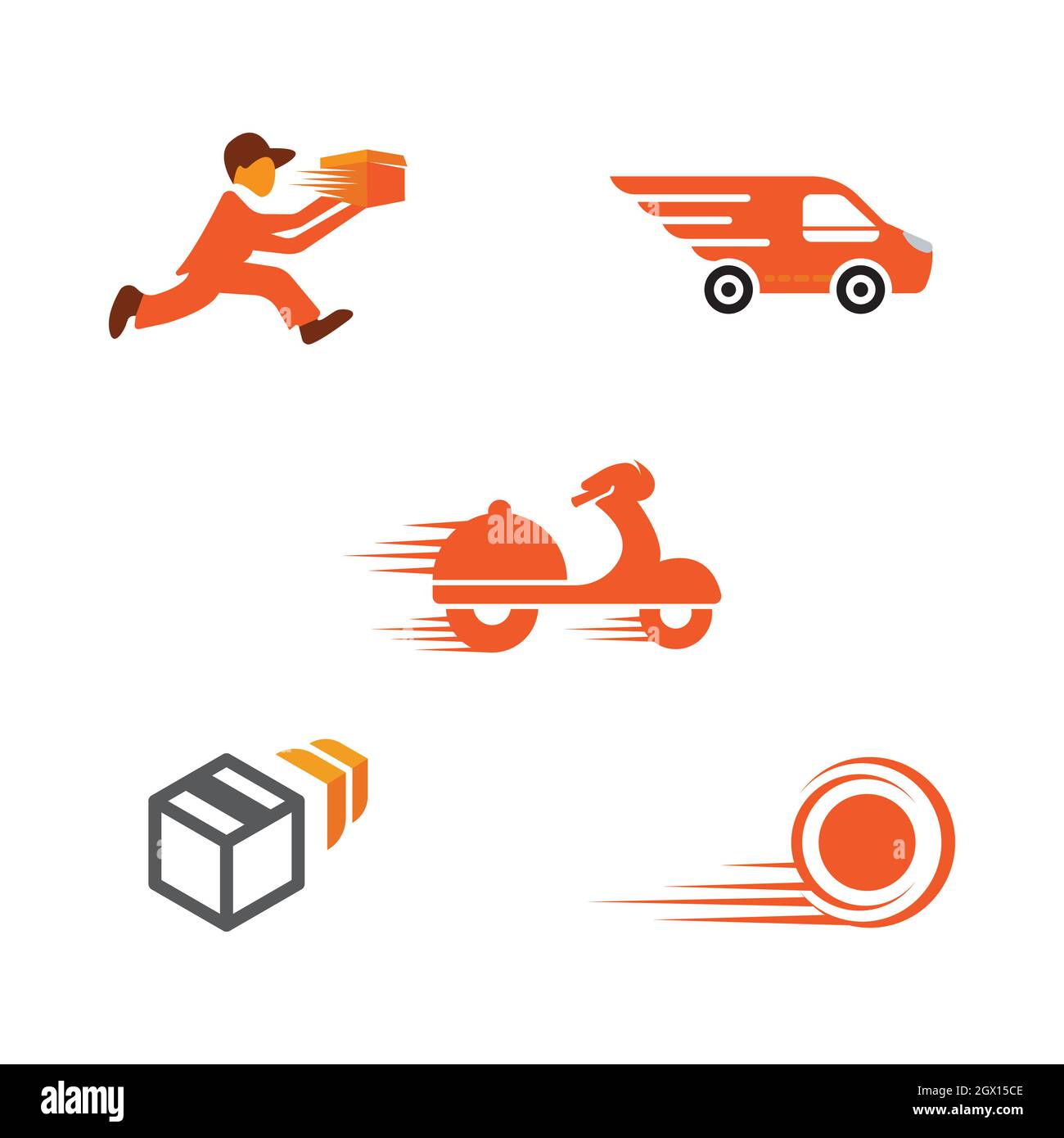 Fast shipping delivery truck flat vector icon Stock Photo - Alamy