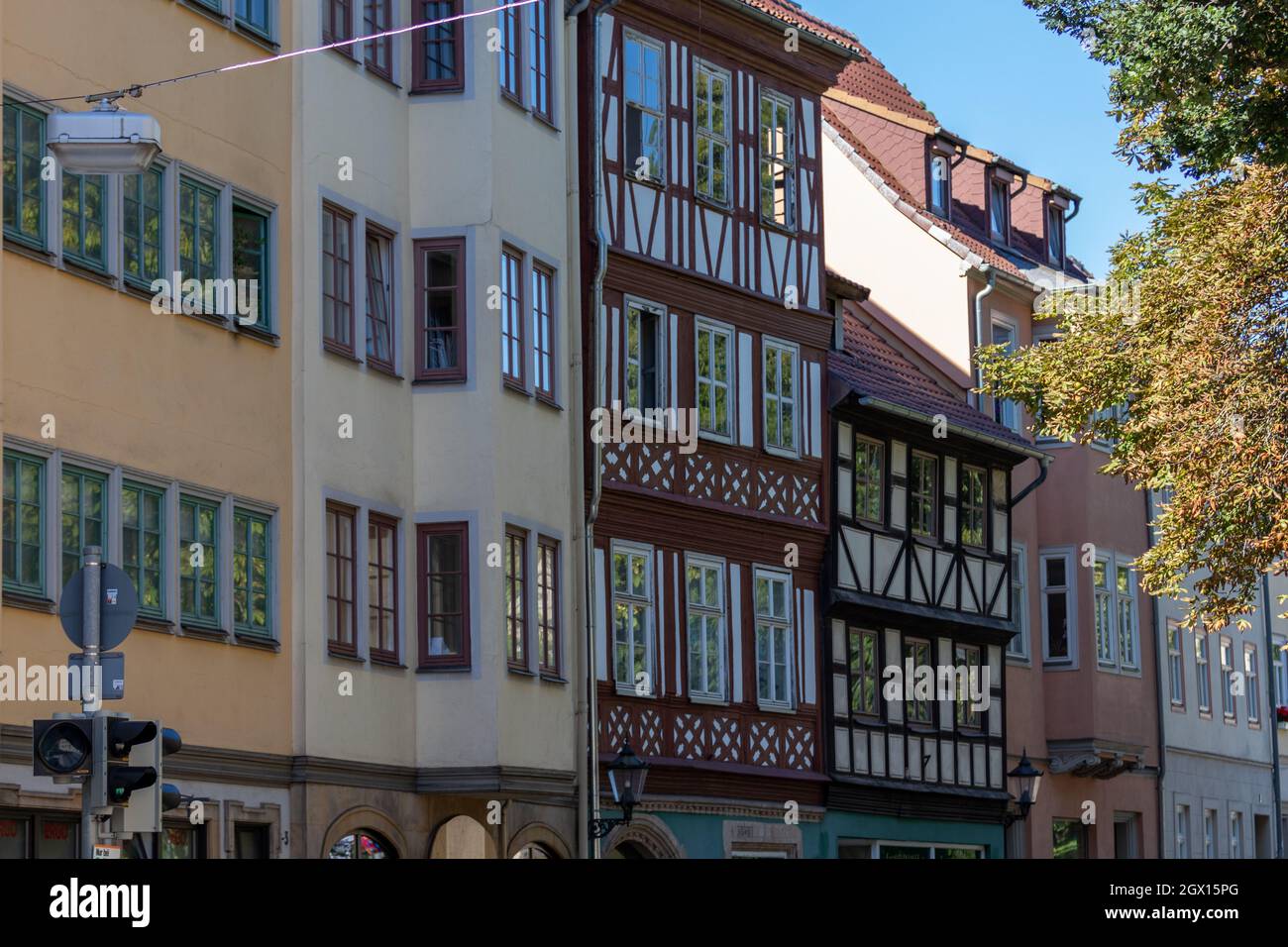 House Facades With Halftimbered Houses In A Street In Coburg, Bavaria
