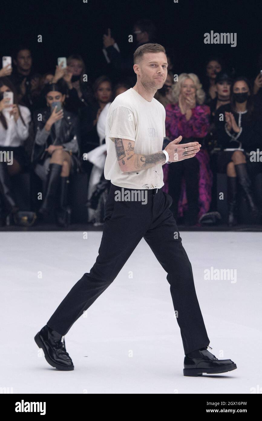 Designer Matthew M. Williams makes an appearance on the runway during the  Givenchy show as part of Paris Fashion Week Womenswear Spring/Summer 2022  in Paris, France on October 03, 2021. Photo by