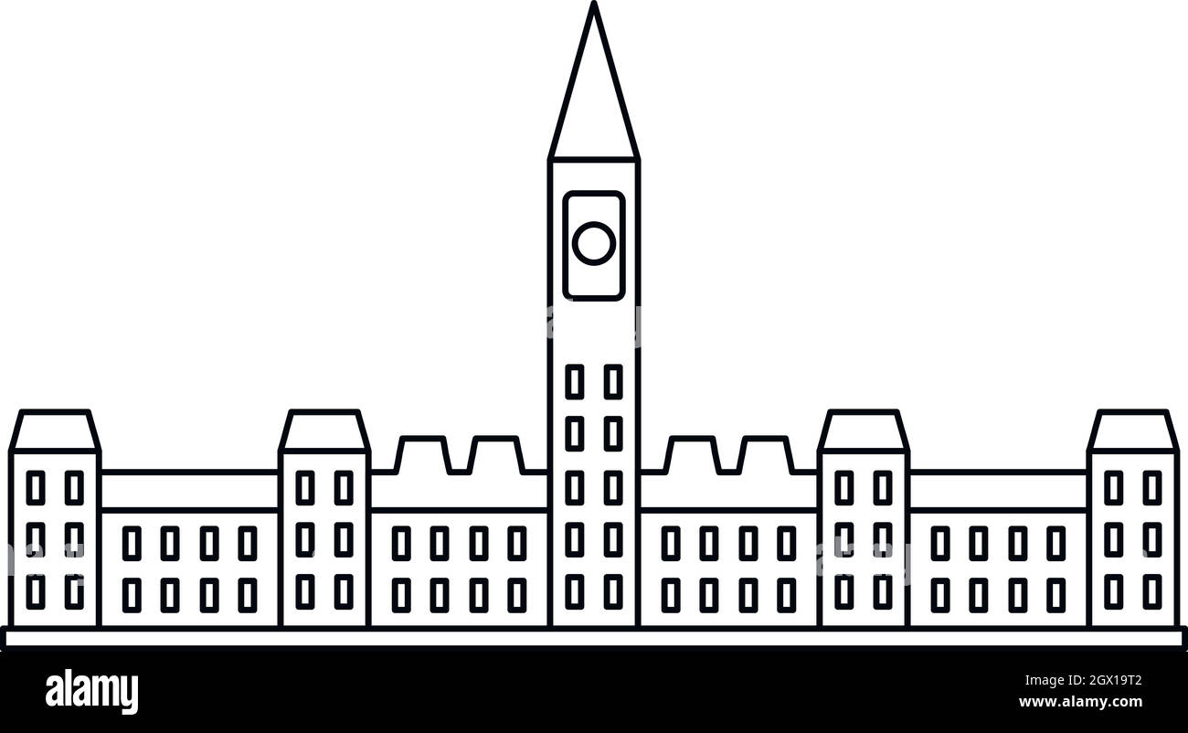 Parliament building in Ottawa icon, outline style Stock Vector