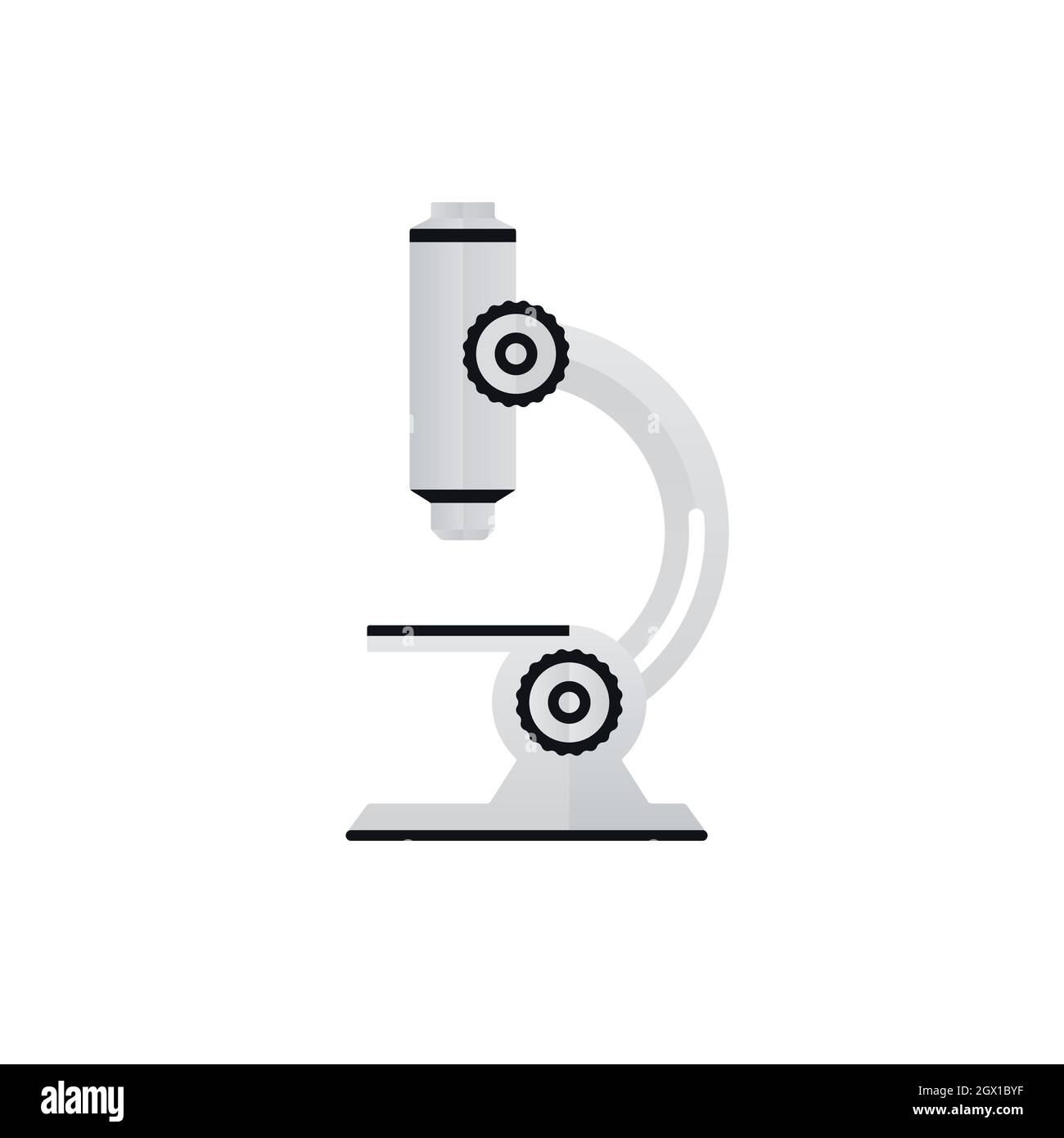 Microscope paper art symbol on white background. Scientific research laboratory equipment icon design. Stock Vector