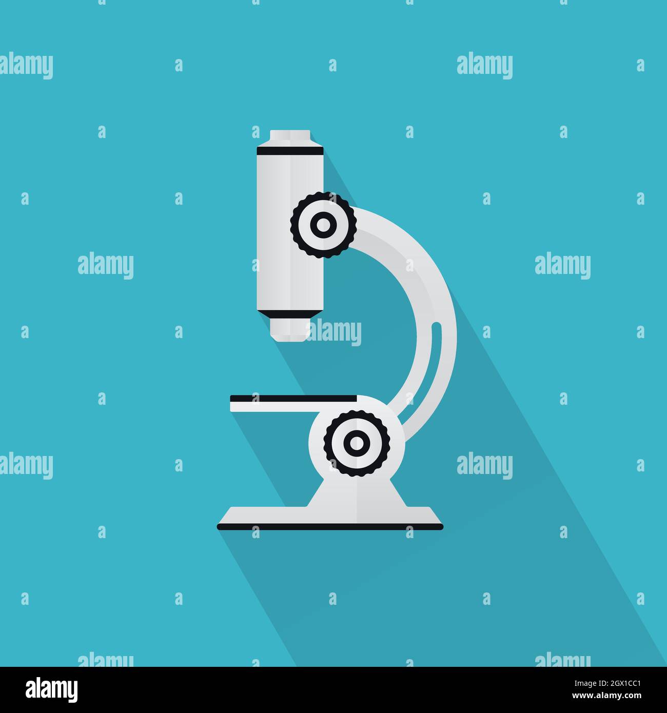 Cartoon microscope symbol with long shadow. Scientific research laboratory  equipment icon design Stock Vector Image & Art - Alamy