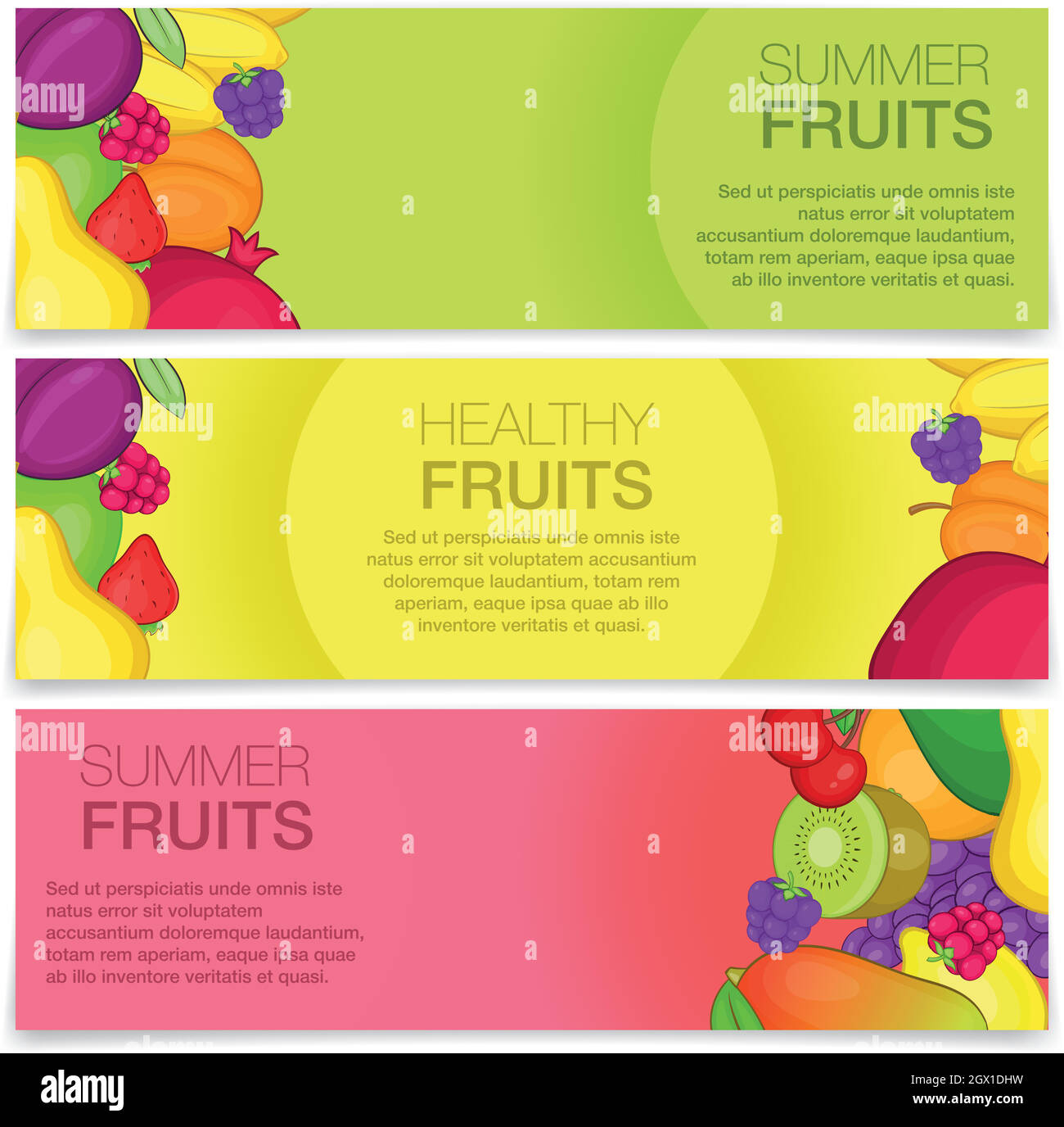 Fruits concept banners, cartoon style Stock Vector Image & Art Alamy