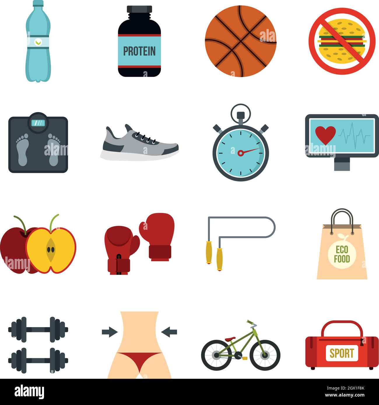 Healthy life set flat icons Stock Vector Image & Art - Alamy