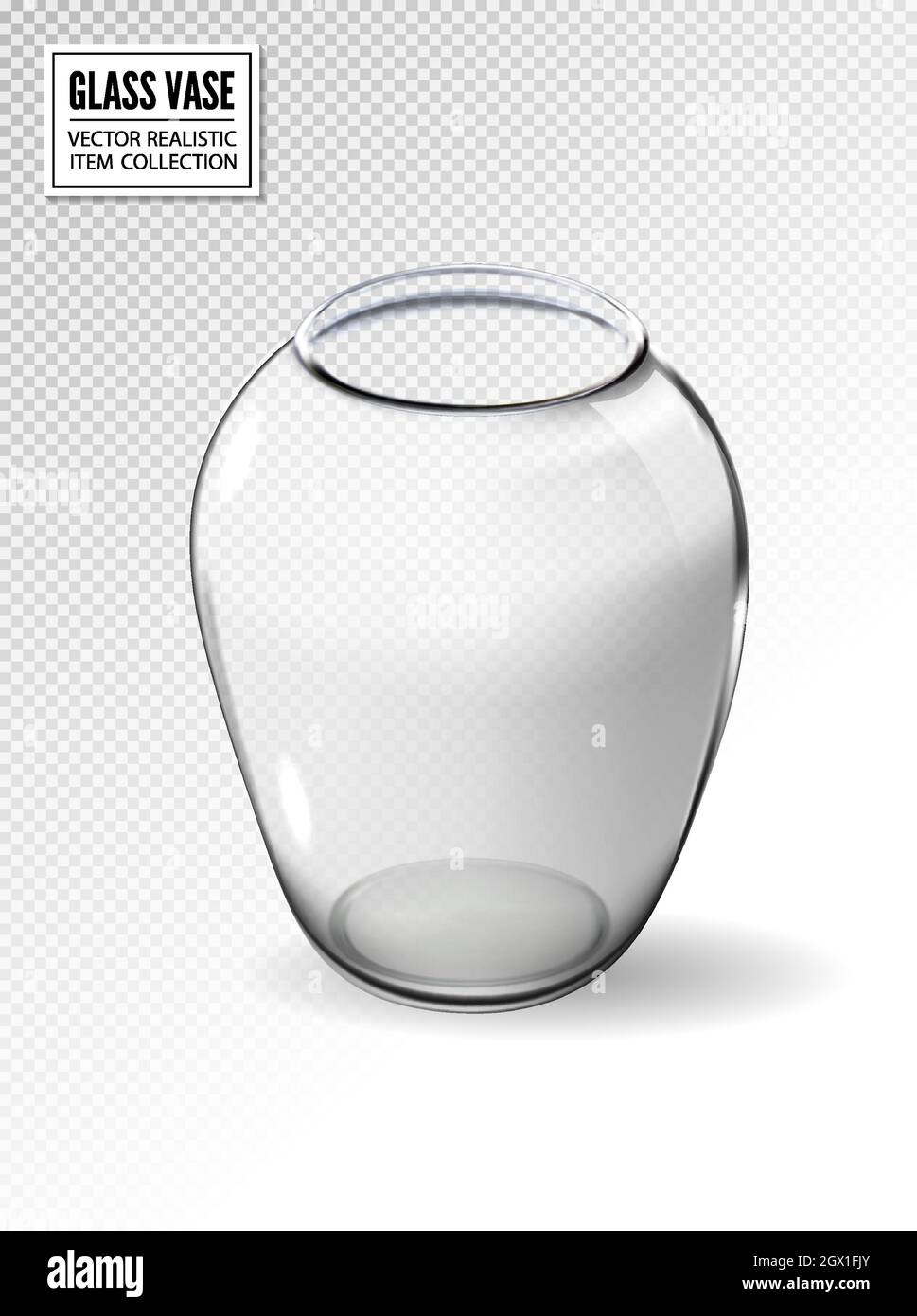 Empty glass vase. Vector realistic 3d illustration Stock Vector
