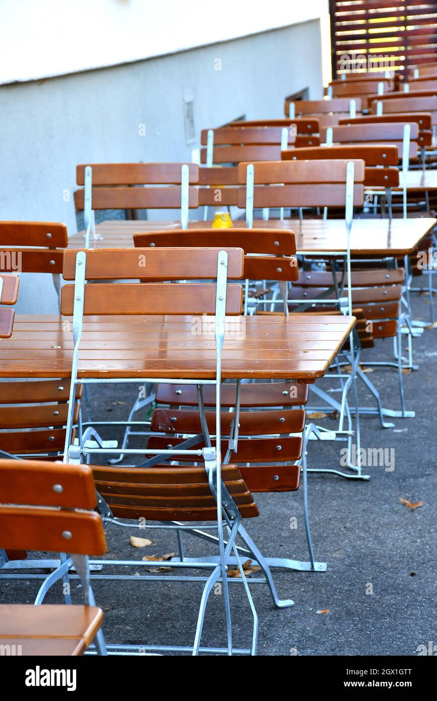 closed beer garden Stock Photo