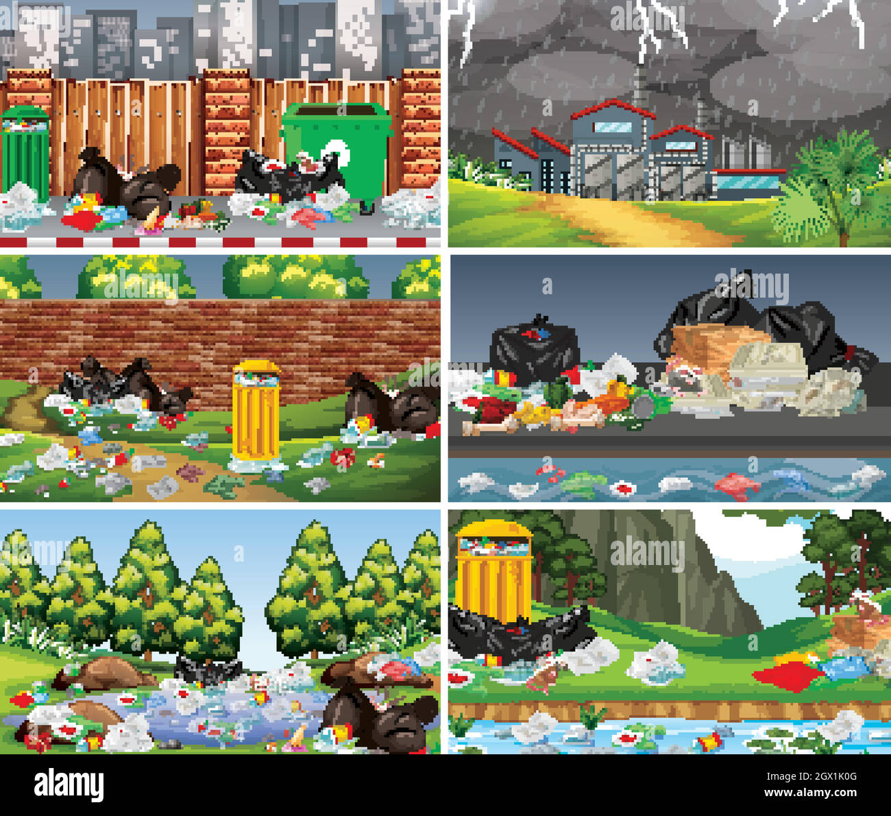Polluted Scenes Set of polluted scenes Stock Vector Image & Art - Alamy