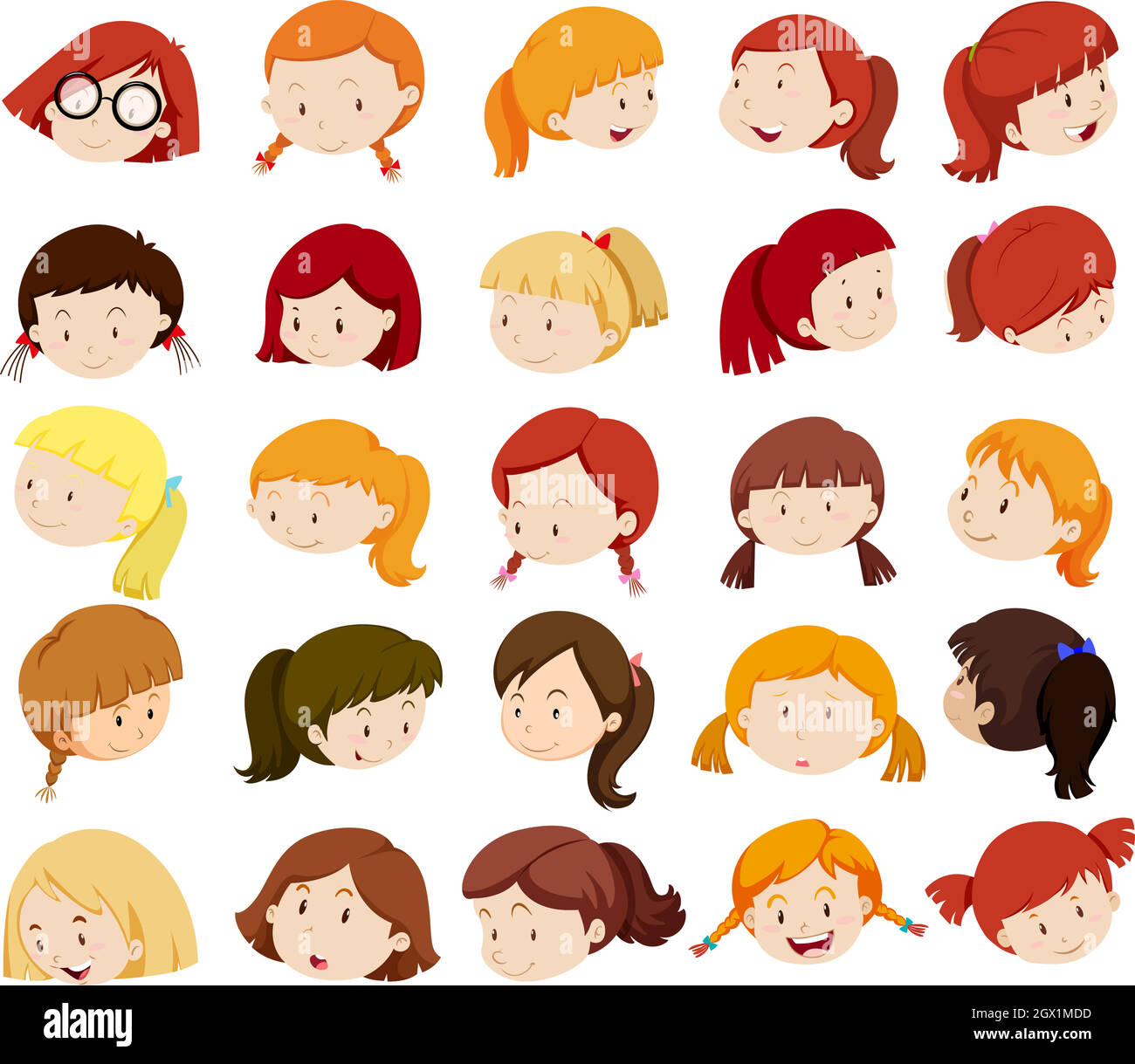 Girl heads with facial expressions Stock Vector Image & Art - Alamy