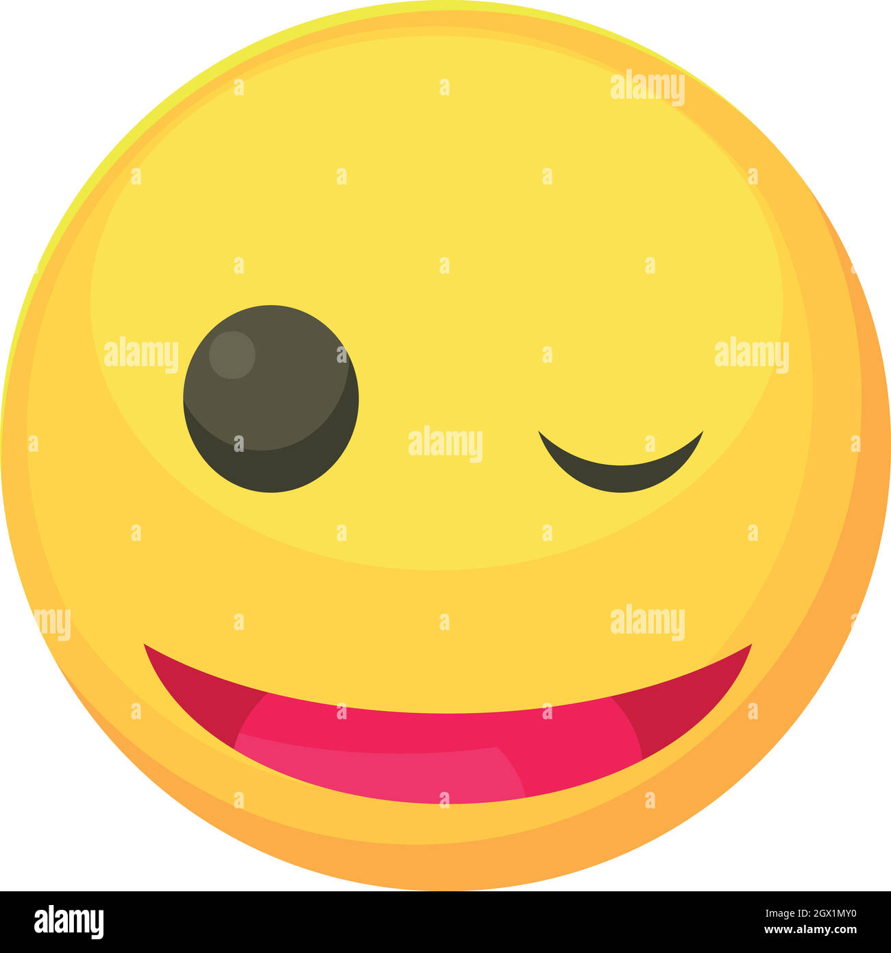 Winking smiley icon, cartoon style Stock Vector