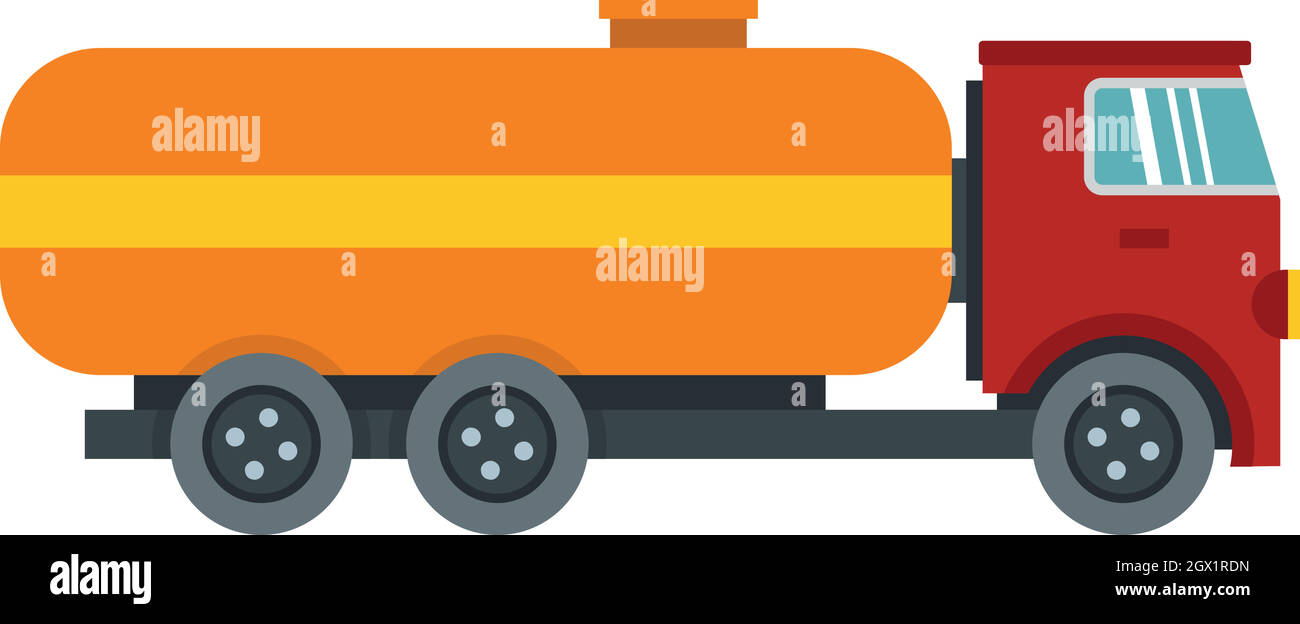 Tanker truck icon, flat style Stock Vector