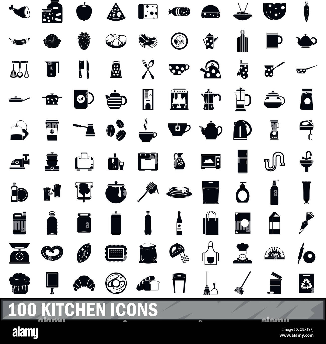 100 kitchen icons set in simple style Stock Vector Image & Art - Alamy