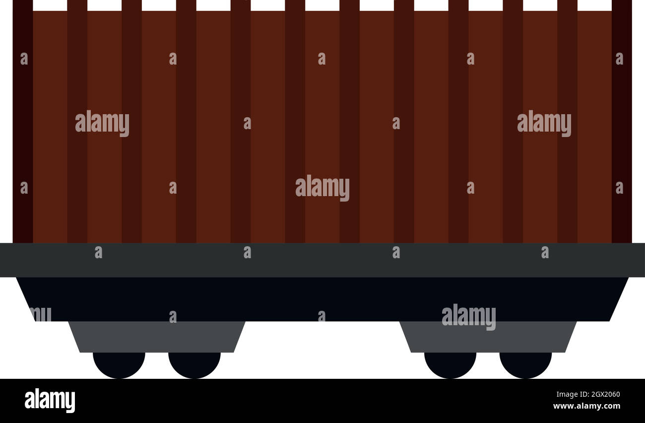 Cargo wagon icon, flat style Stock Vector