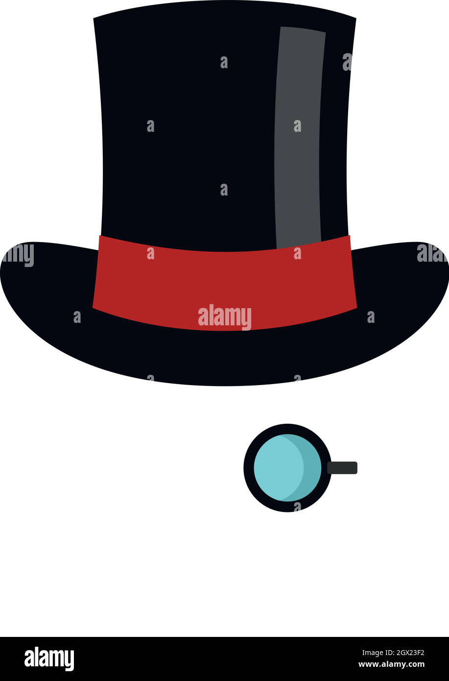 Hat with monocle icon, flat style Stock Vector