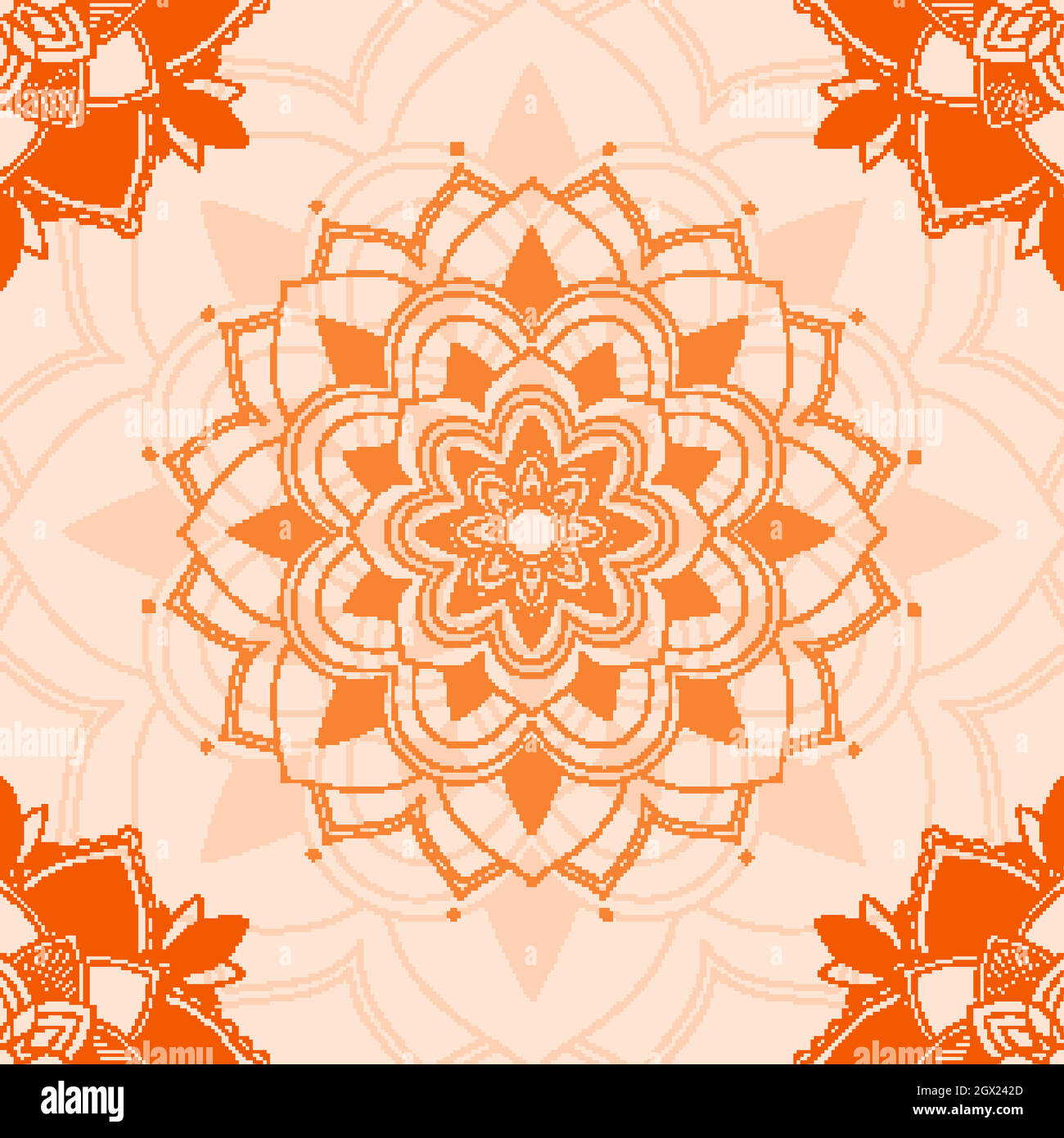 Mandala patterns on orange background Stock Vector Image & Art - Alamy