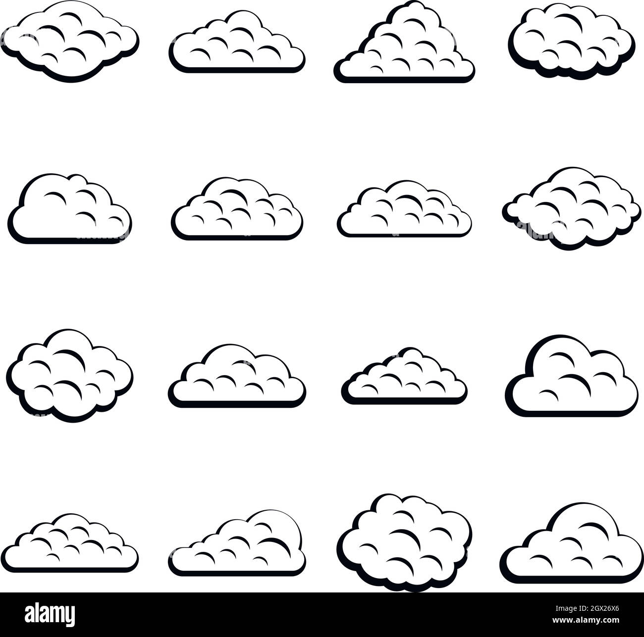 Clouds icons set, simple style Stock Vector