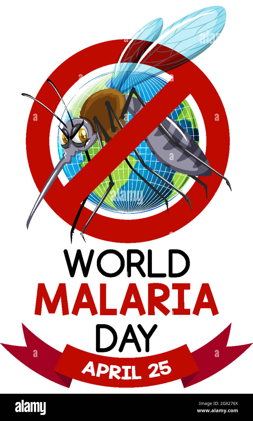 World Malaria Day logo or banner with mosquito sign Stock Vector Image