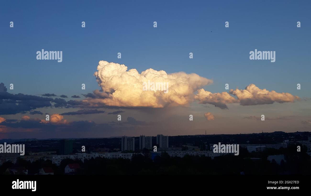 View Of Townscape Against Sky At Sunset Stock Photo