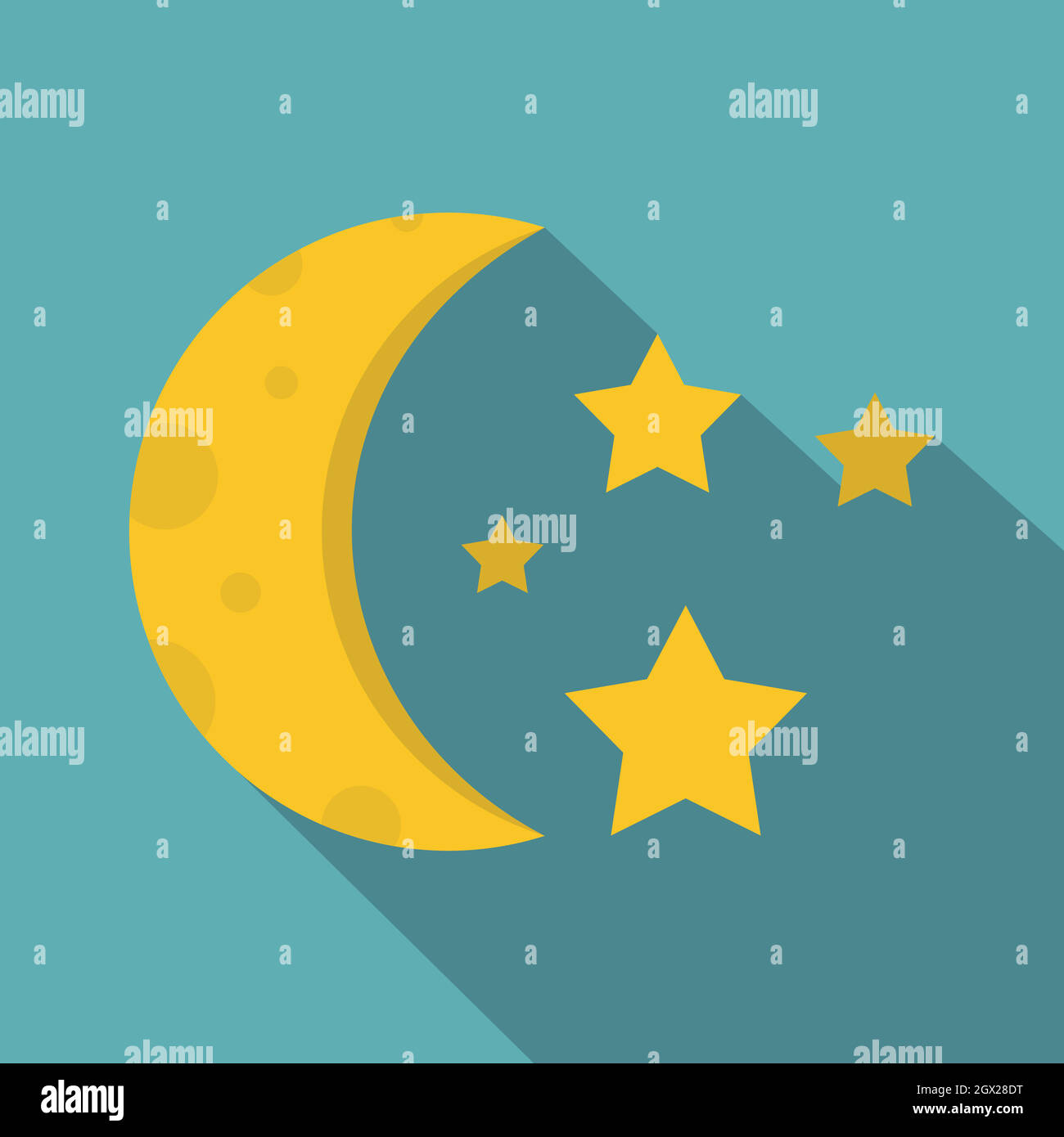 Night sky with stars and moon icon, flat style Stock Vector Image & Art ...