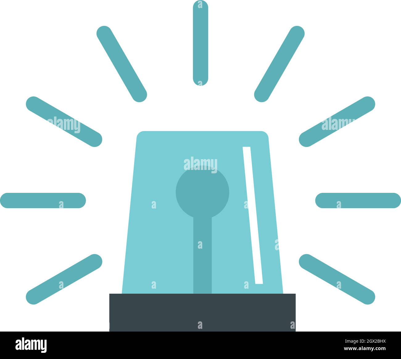 Blue flashing emergency light icon, flat style Stock Vector