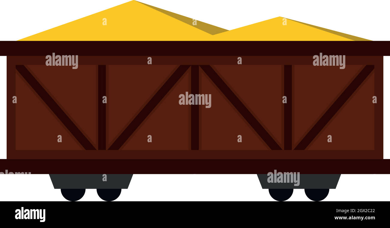 Train cargo wagon icon, flat style Stock Vector