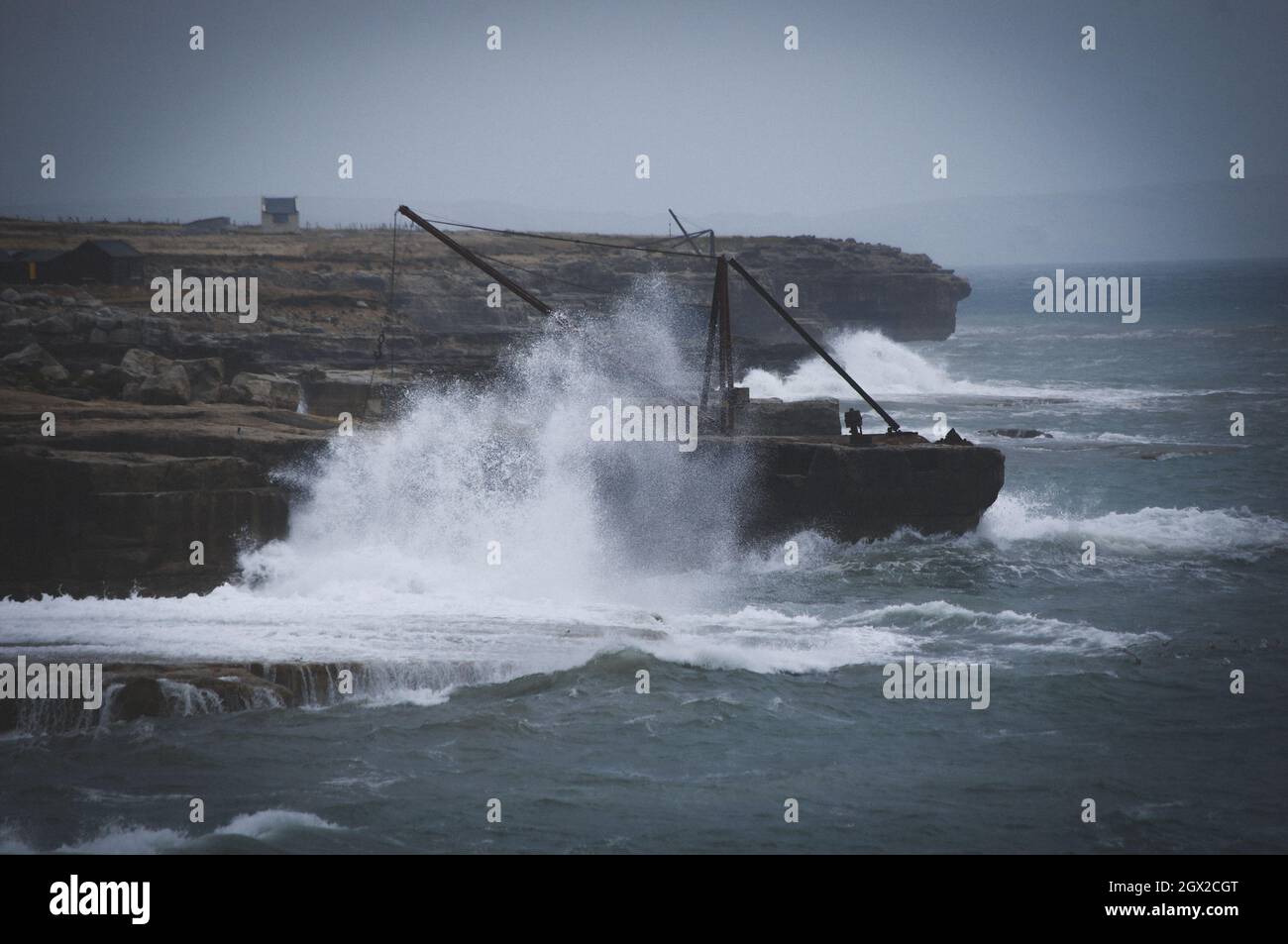 Portland Dorset Storms Waves Stock Photo