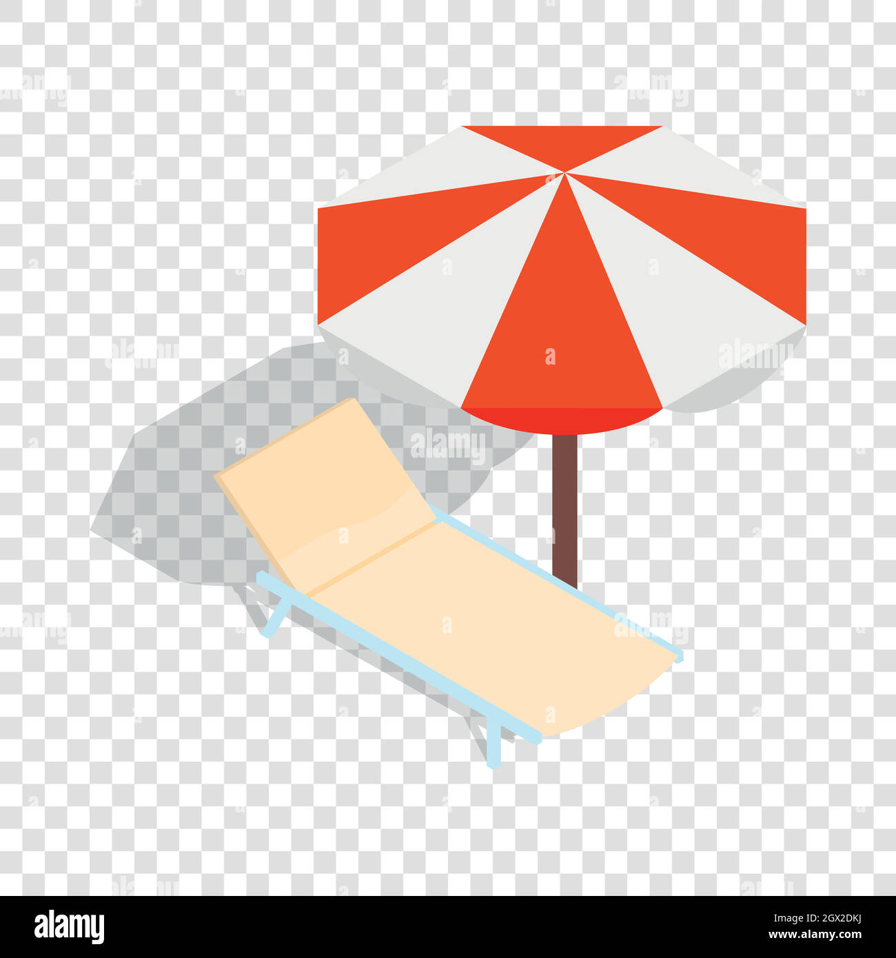 Beach chaise lounge with umbrella isometric icon Stock Vector Image ...