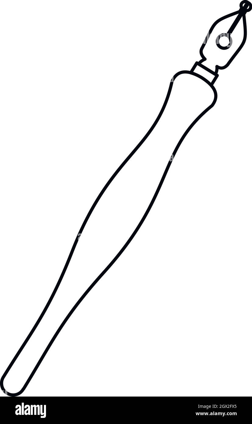 Fountain pen icon, outline style Stock Vector