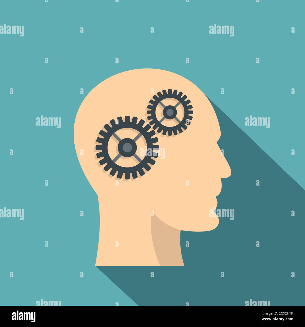 Profile of the head with gears inside icon Stock Vector